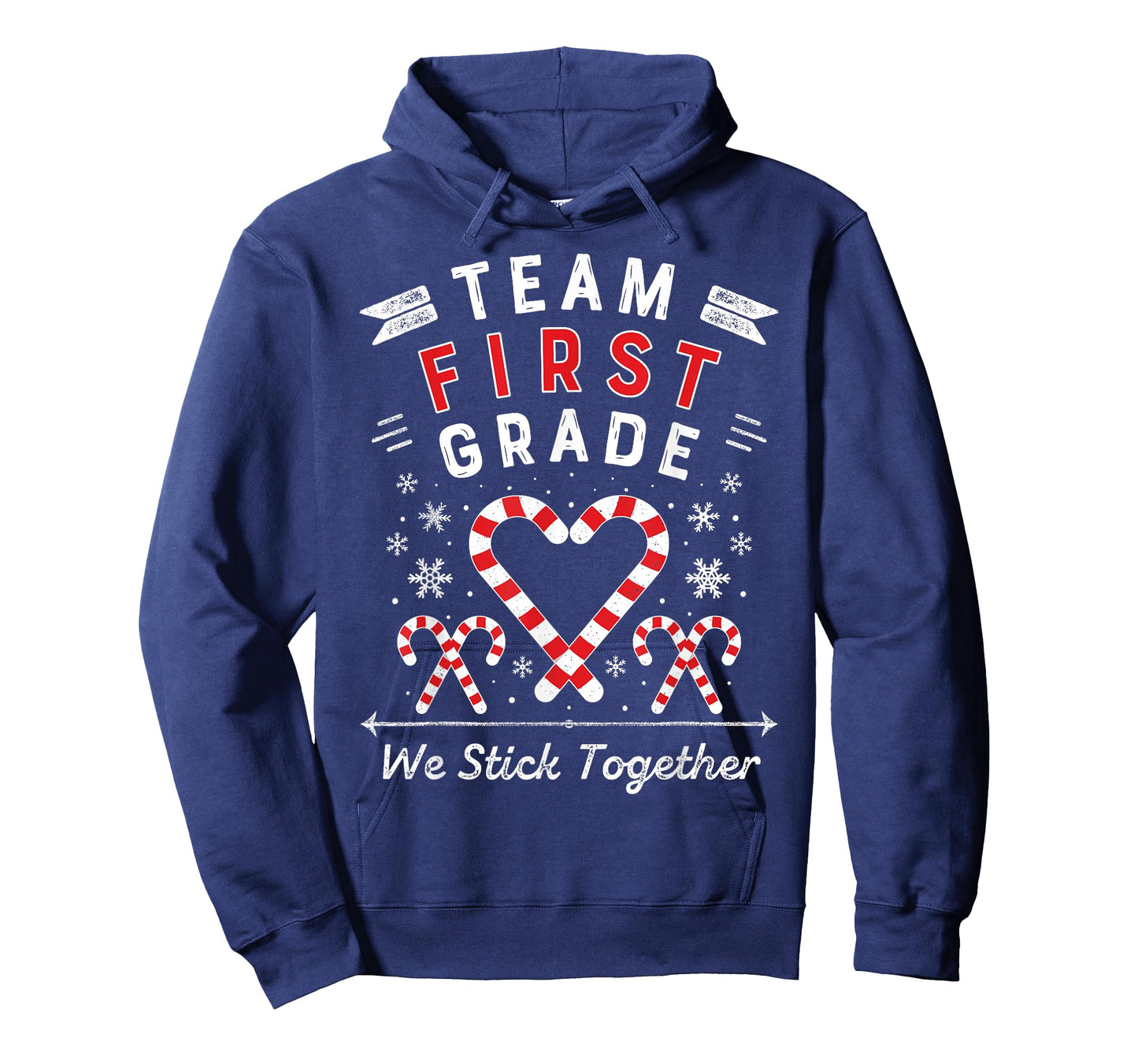 Team First Grade Christmas Candy Cane Heart 1st Xmas Teacher T-Shirt