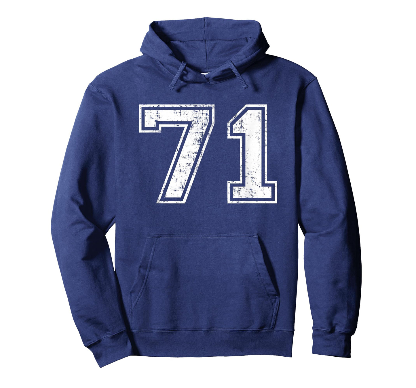 Number 71 Seventy One Distressed Vintage Varsity Sports Team T-Shirt