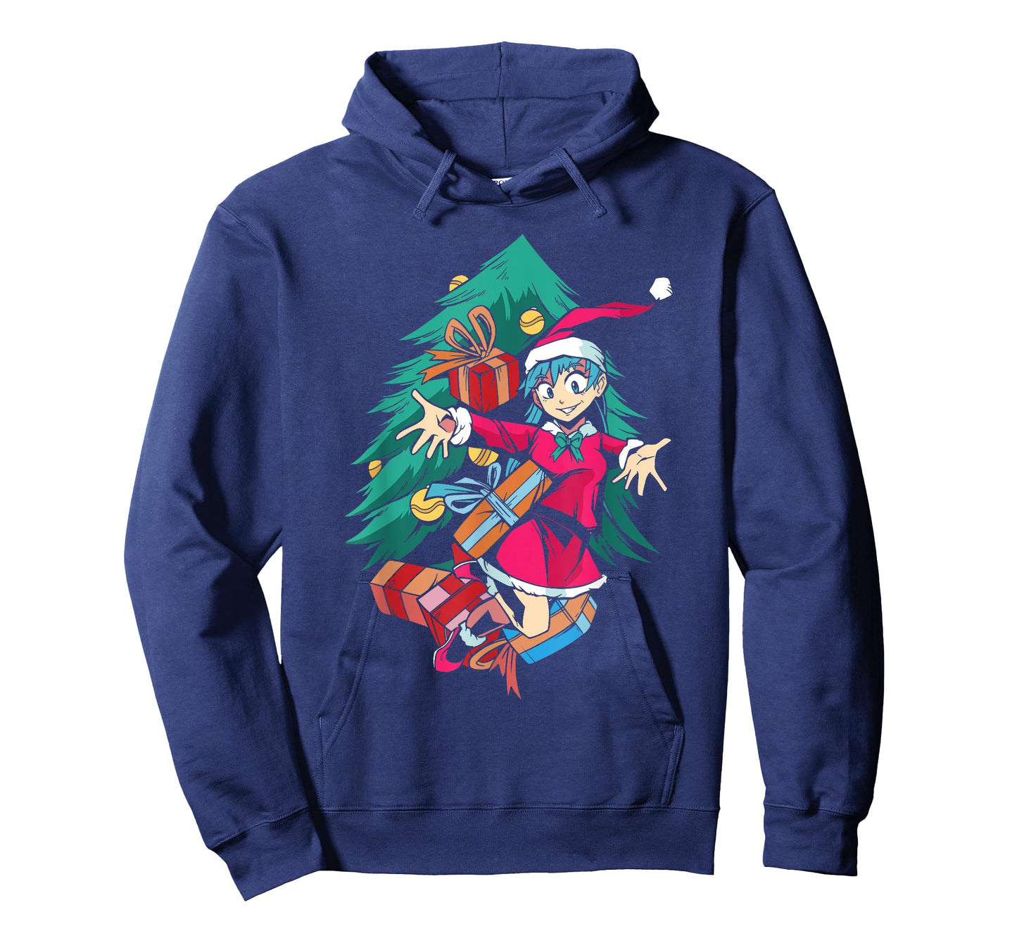 Anime Girl Santa Hat Christmas Pajama Cute Kawaii Xmas Otaku T-Shirt