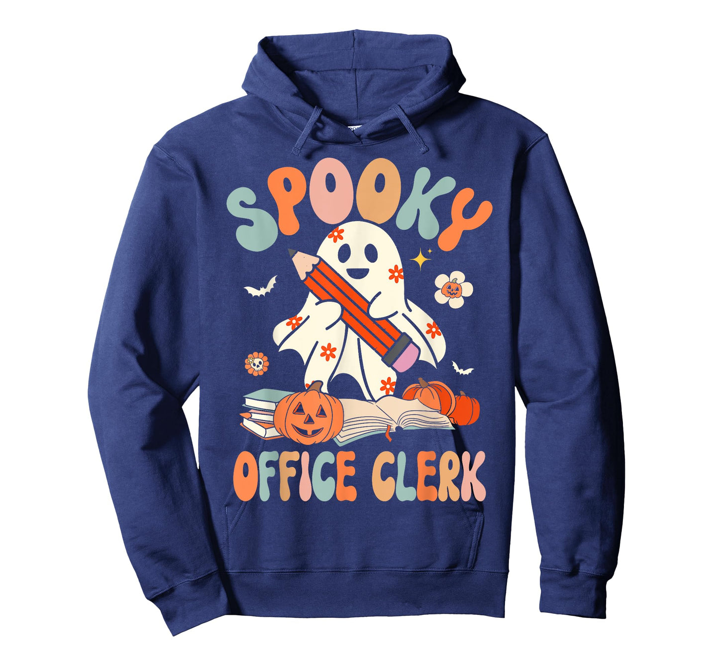 Groovy Halloween Spooky Office Clerk Retro Floral Ghost T-Shirt