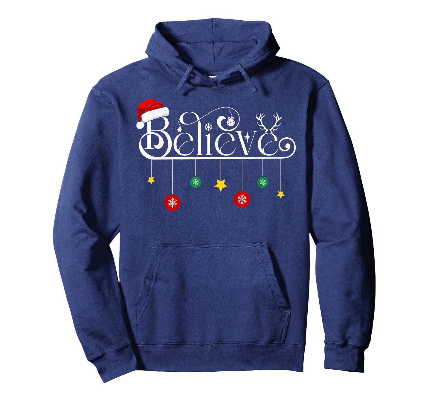 Believe Christmas Santa Claus Reindeer Candy Cane Xmas T-Shirt