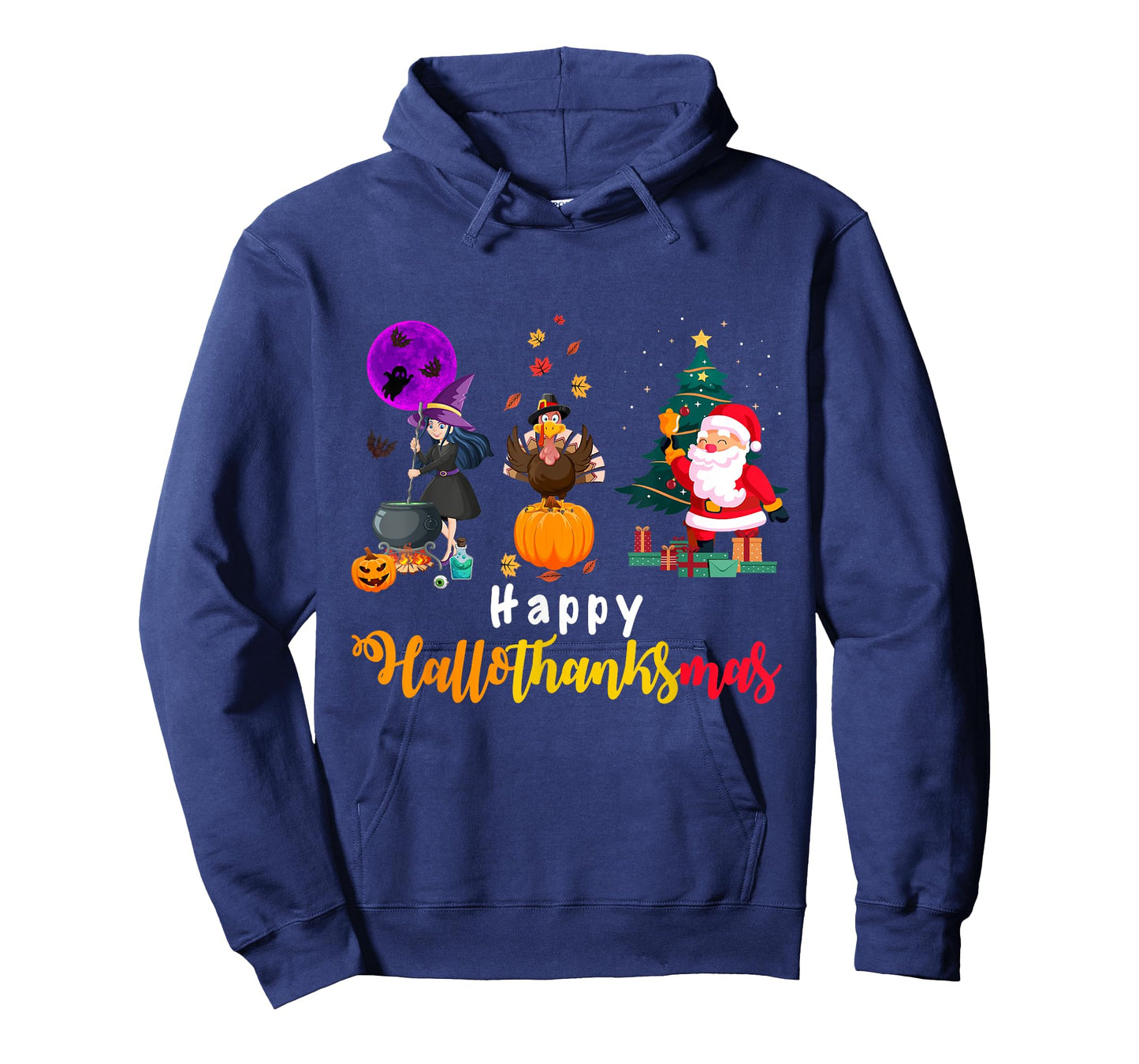 Happy Hallothanksmas Halloween Thanksgiving Merry Christmas T-Shirt