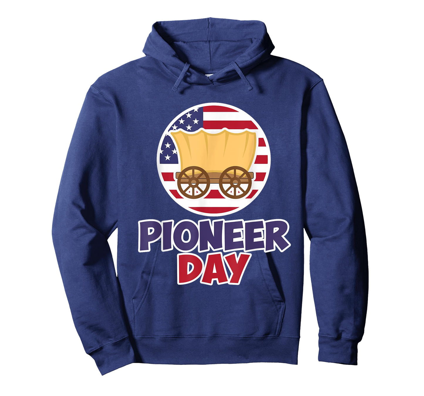 Funny Patriot Pioneer Day Utah America Flag Wagon Women Men T-Shirt