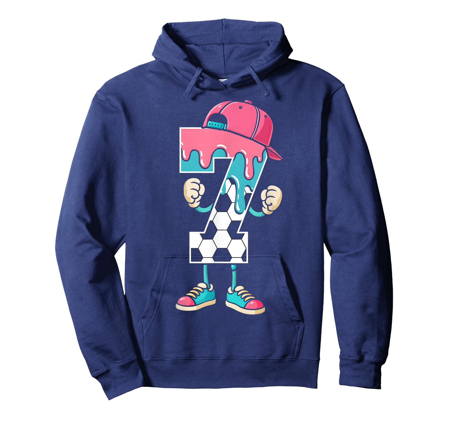 Soccer 7 Year Old Ice Cream Drip Youth 7th Birthday Boy 7 T-Shirt