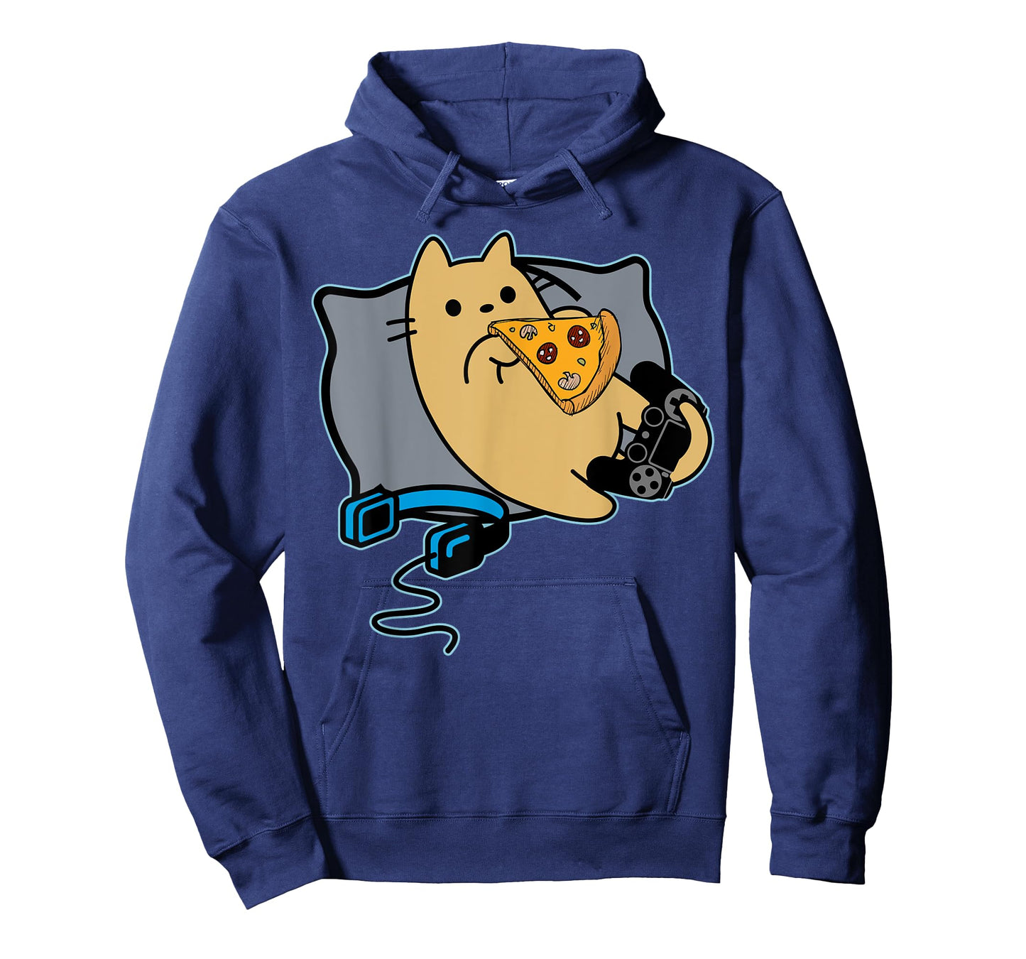 Nerdy Pizza Eating Gamer Cat Game Paused T-Shirt