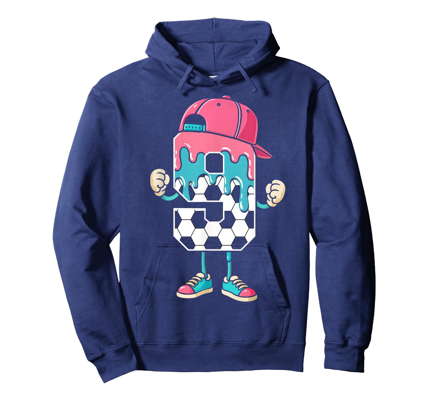 Soccer 9 Year Old Ice Cream Drip Youth 9th Birthday Boy 9 T-Shirt