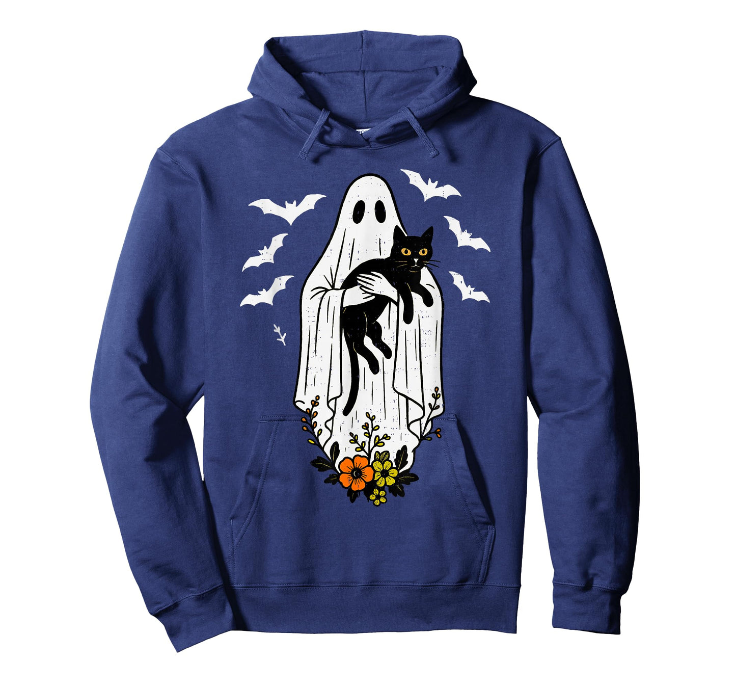 Vintage Ghost Holding Cat Halloween Kitty Meow Cat Lover T-Shirt