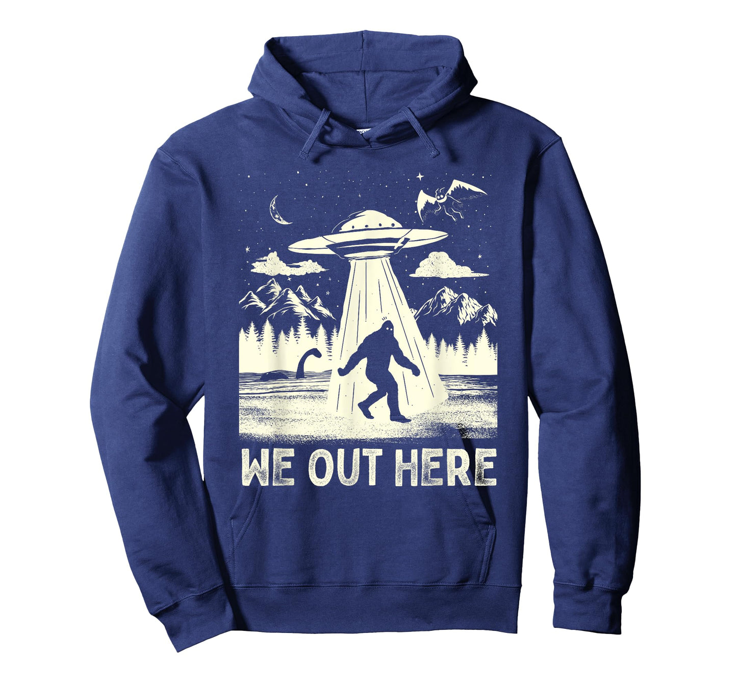 We Out Here Funny Bigfoot Mothman Cryptid UFO Abduction T-Shirt