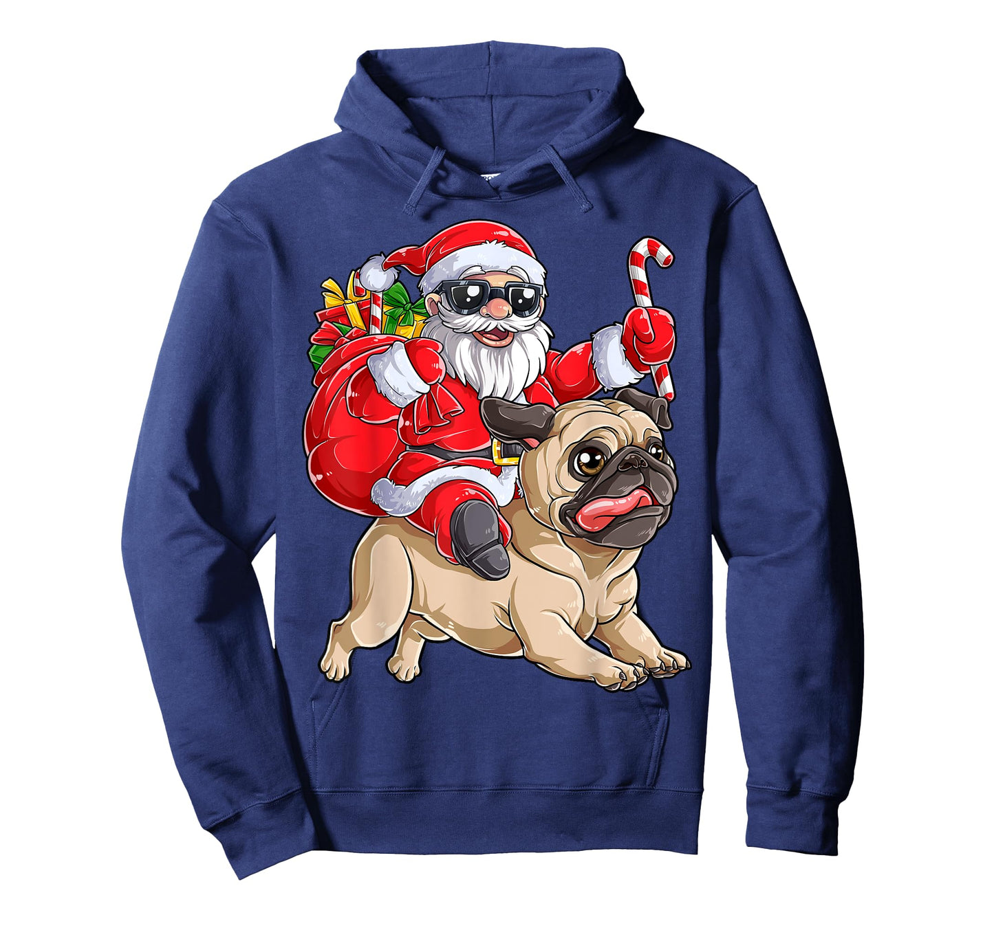 Christmas Santa Claus Riding Pug Xmas Boys Men Pugmas Dog T-Shirt