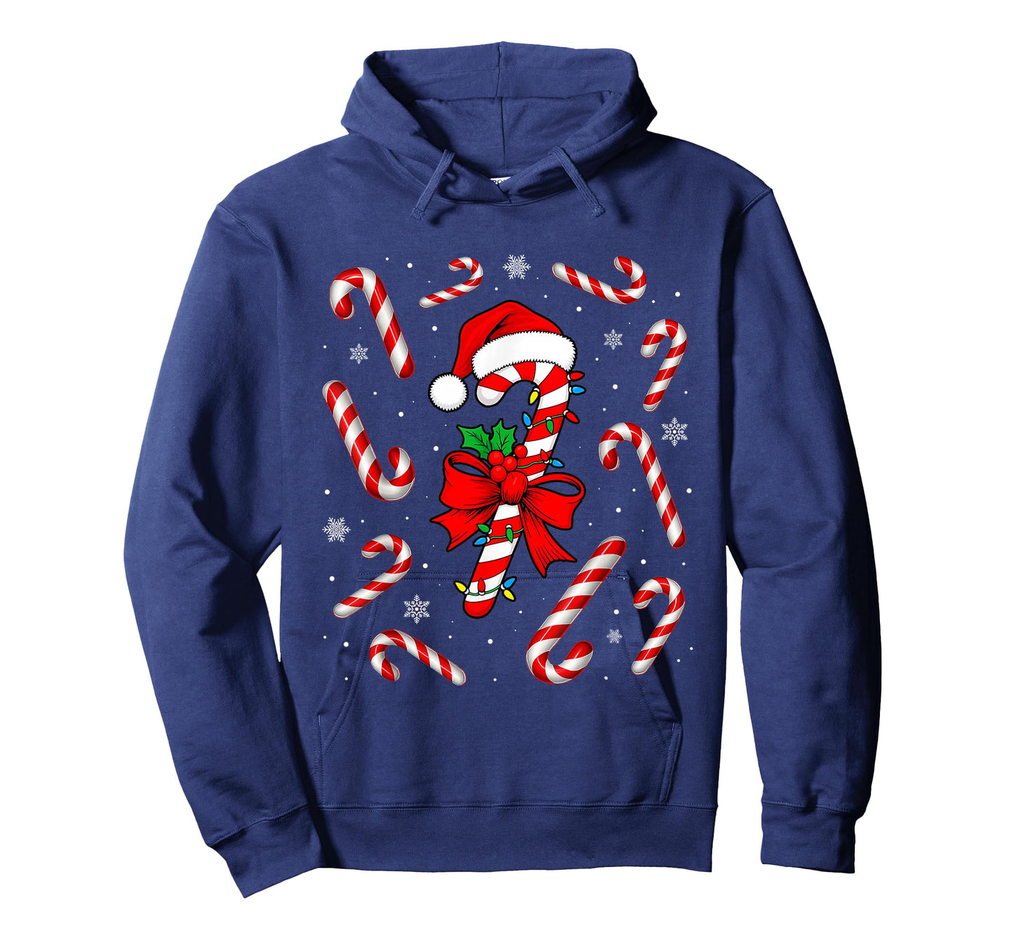 Funny Red and White Candy Cane Xmas Lights Santa Christmas T-Shirt