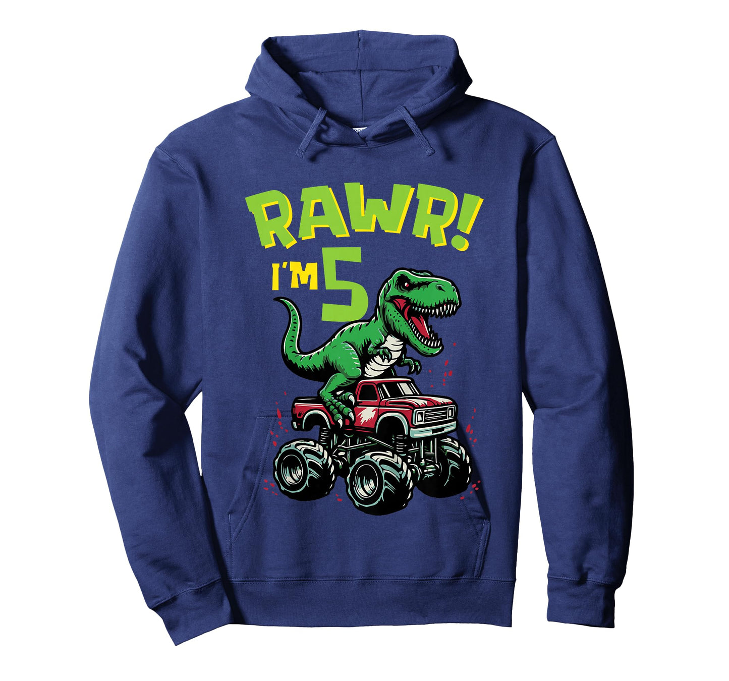 Kids Rawr Im 5 Dino On Monster Truck 5th Birthday Trex Boys Kids T-Shirt
