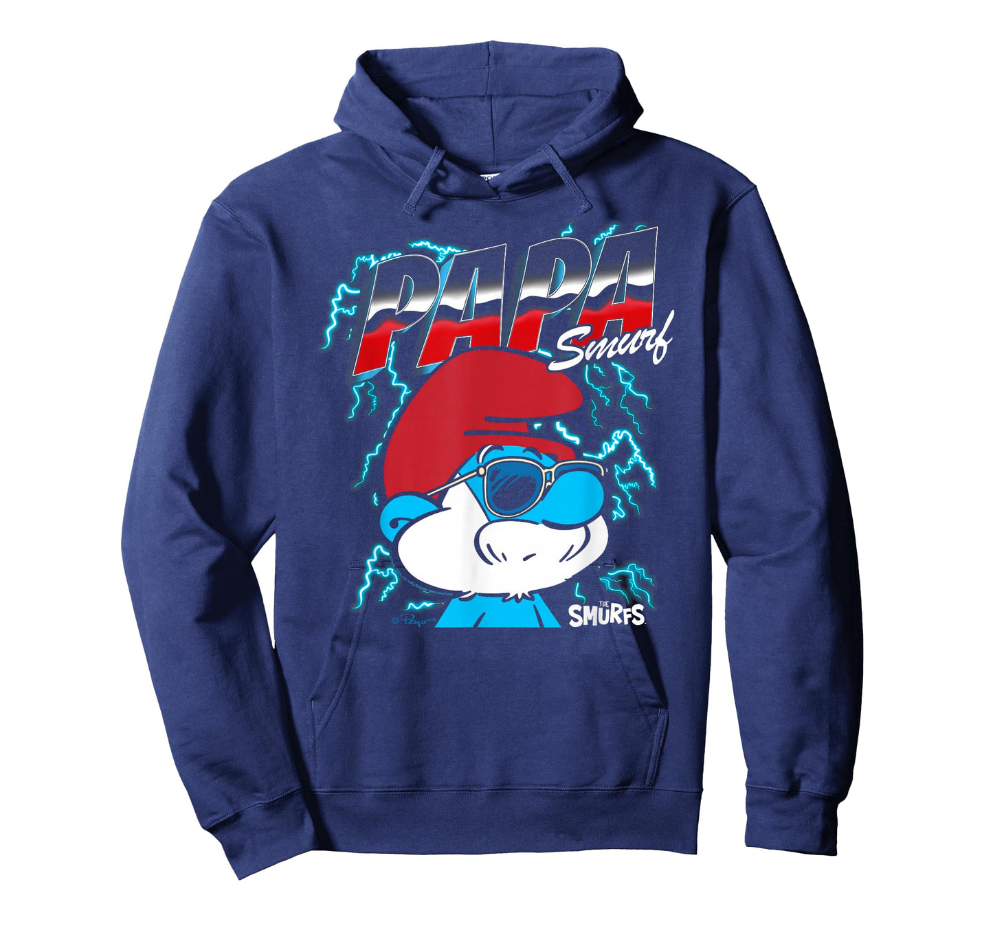 The Smurfs Chrome and Lightning Papa Smurf Retro Cartoon T-Shirt