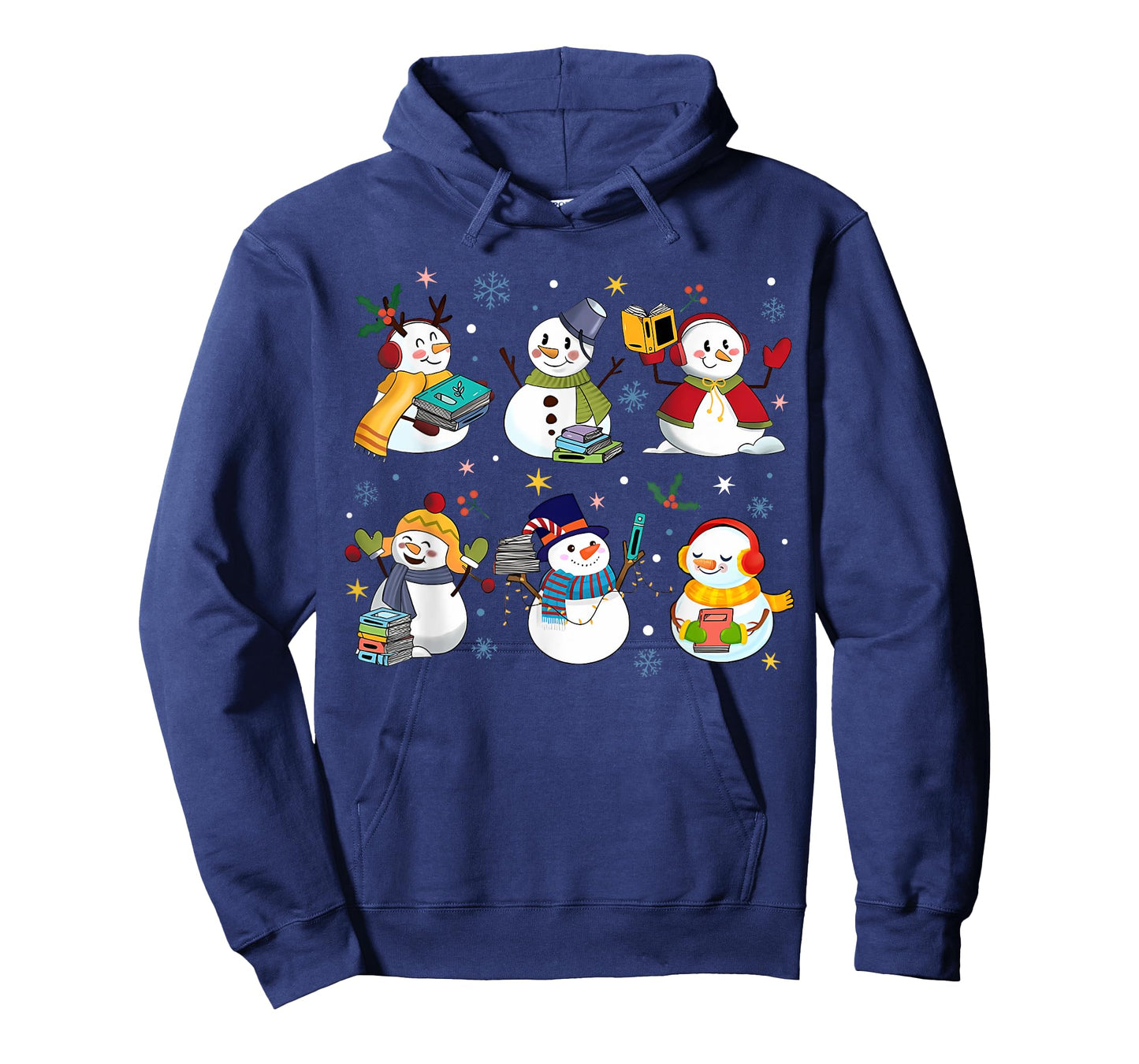 Snowman Reading Books Teacher Christmas Librarian Bookworm T-Shirt