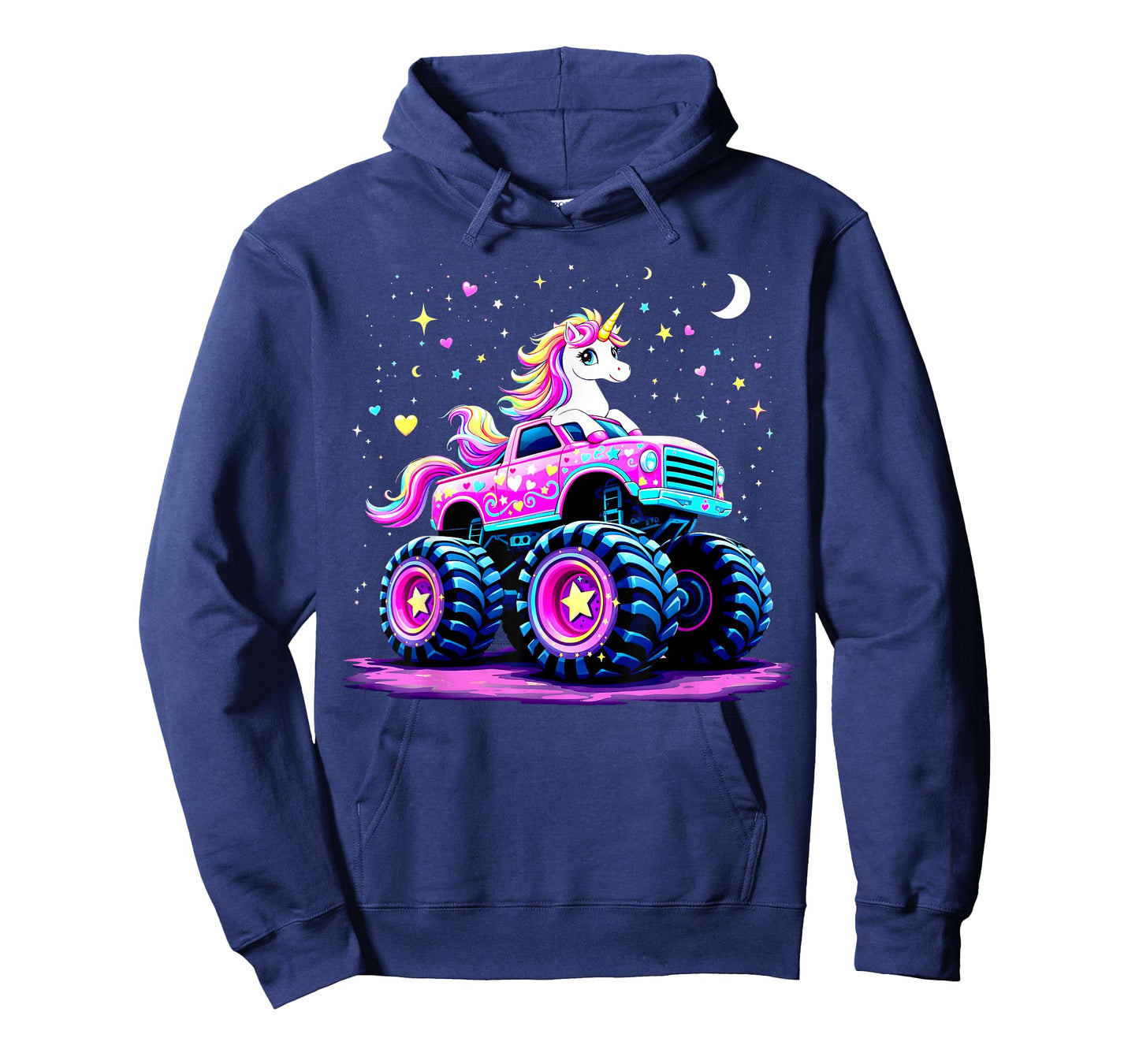 Funny Cute Unicorn Riding A Pink Monster Truck T-Shirt