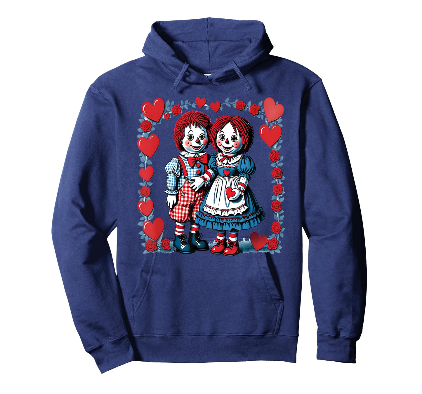 Raggedy Ann and Andy with Valentine's Day Roses & Hearts T-Shirt