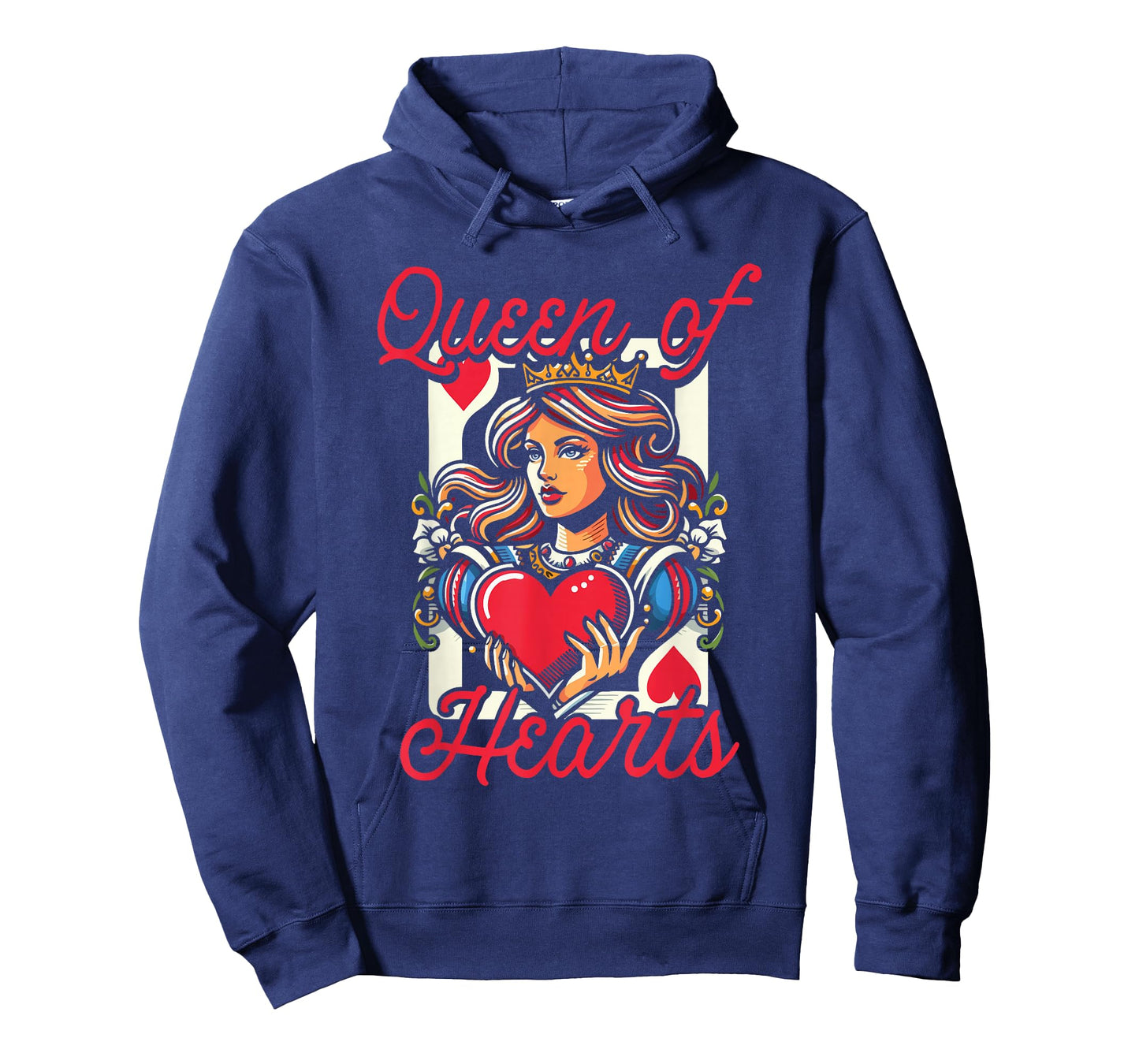 Queen Of Hearts Vintage Card Design Love Passion Girl Women T-Shirt