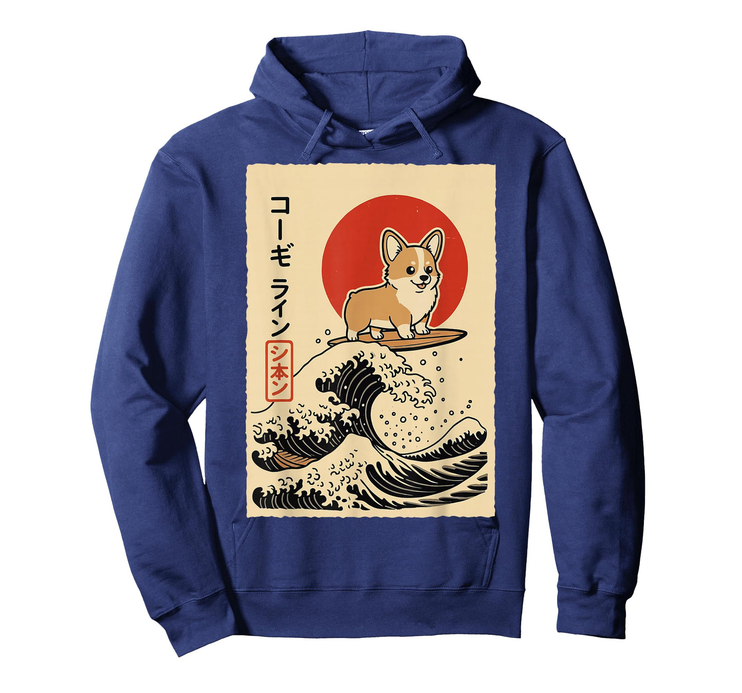 Japanese Corgi Surfing Great Wave Japan T-Shirt