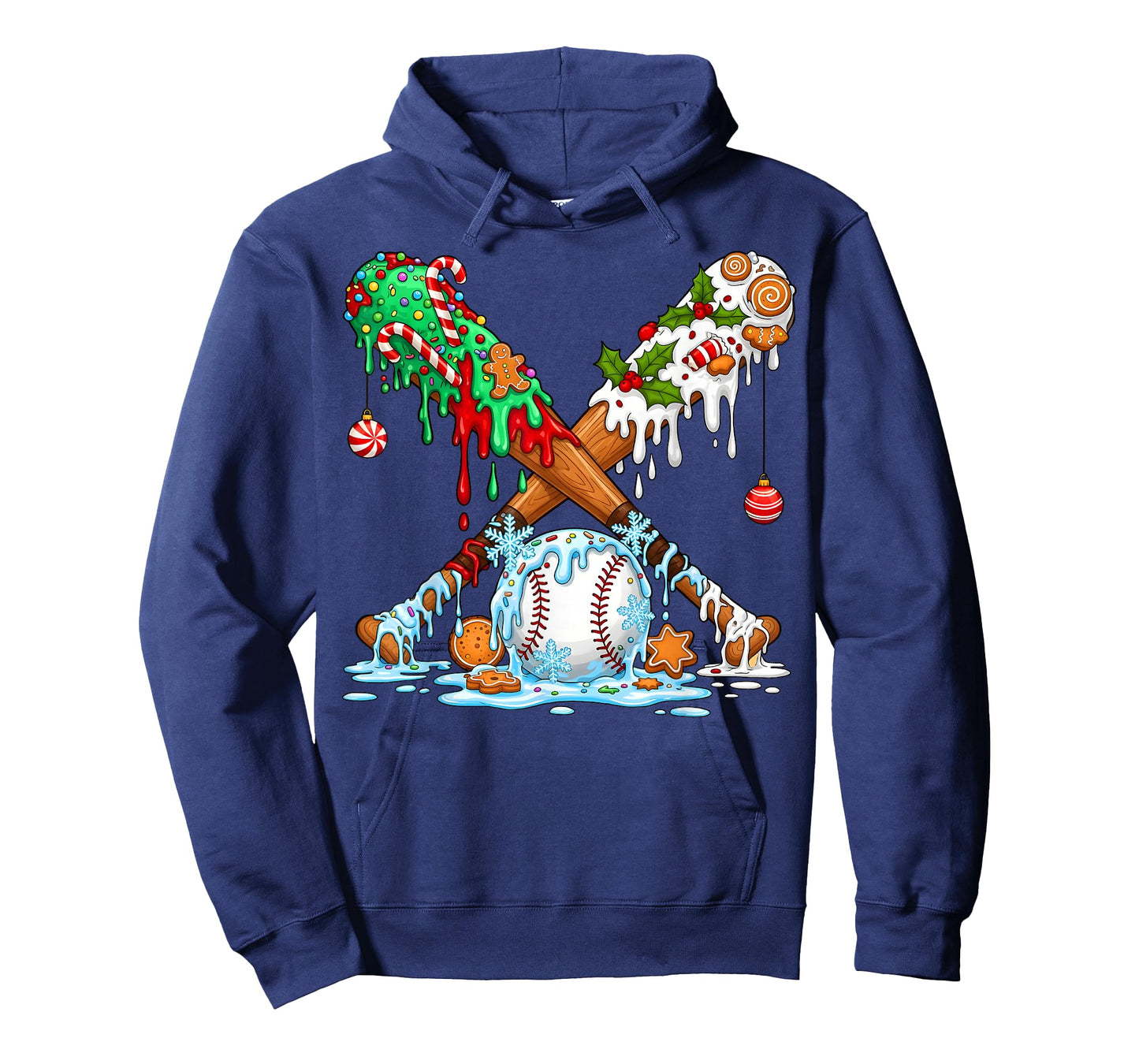 Christmas Baseball Ice Cream Drip Candy Game Day Boys Kids T-Shirt