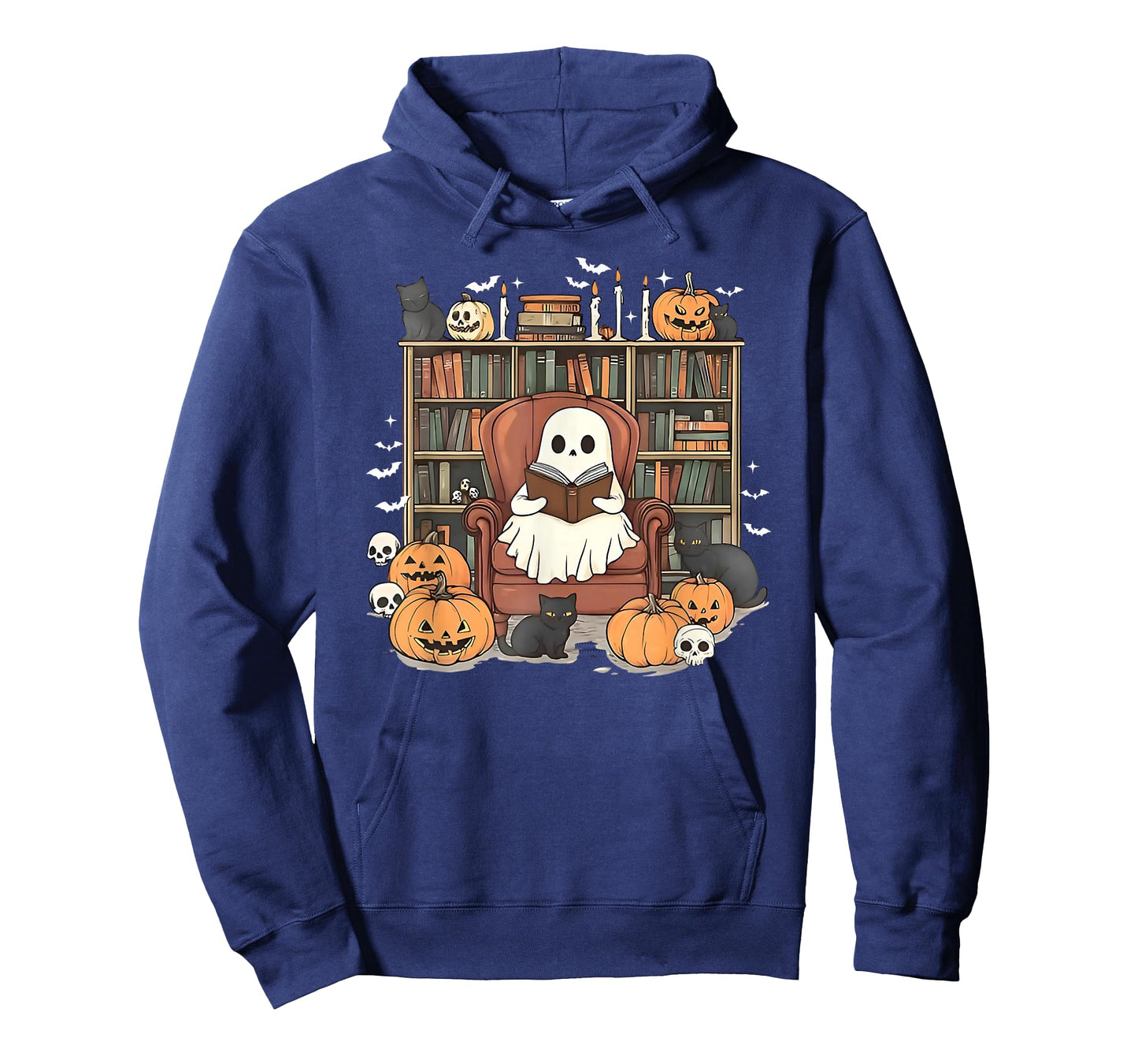 Ghost Library Halloween Book Reading Books Lover Teacher T-Shirt
