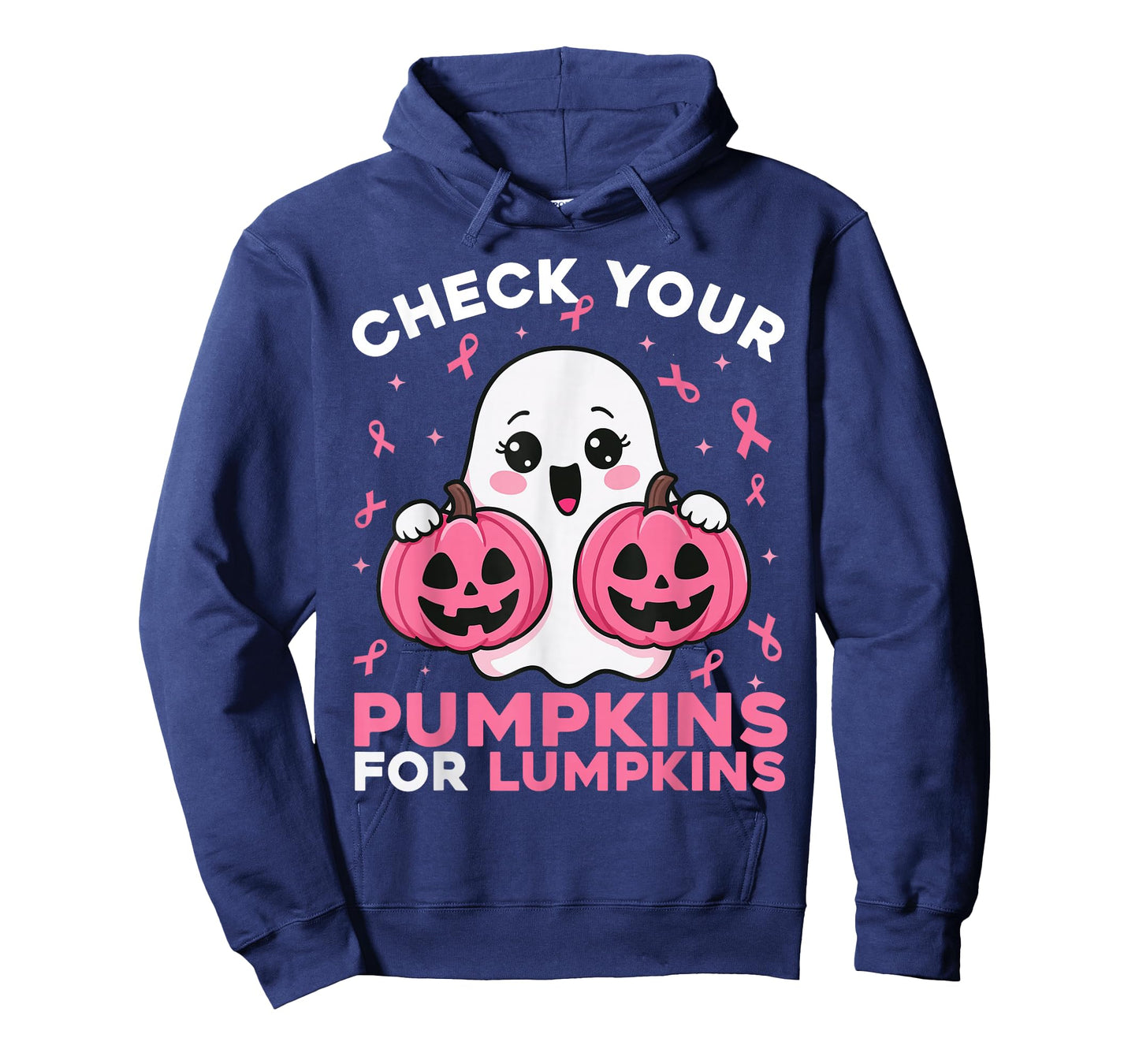 Check Your Pumpkins Ghost Breast Cancer Ribbon Halloween T-Shirt