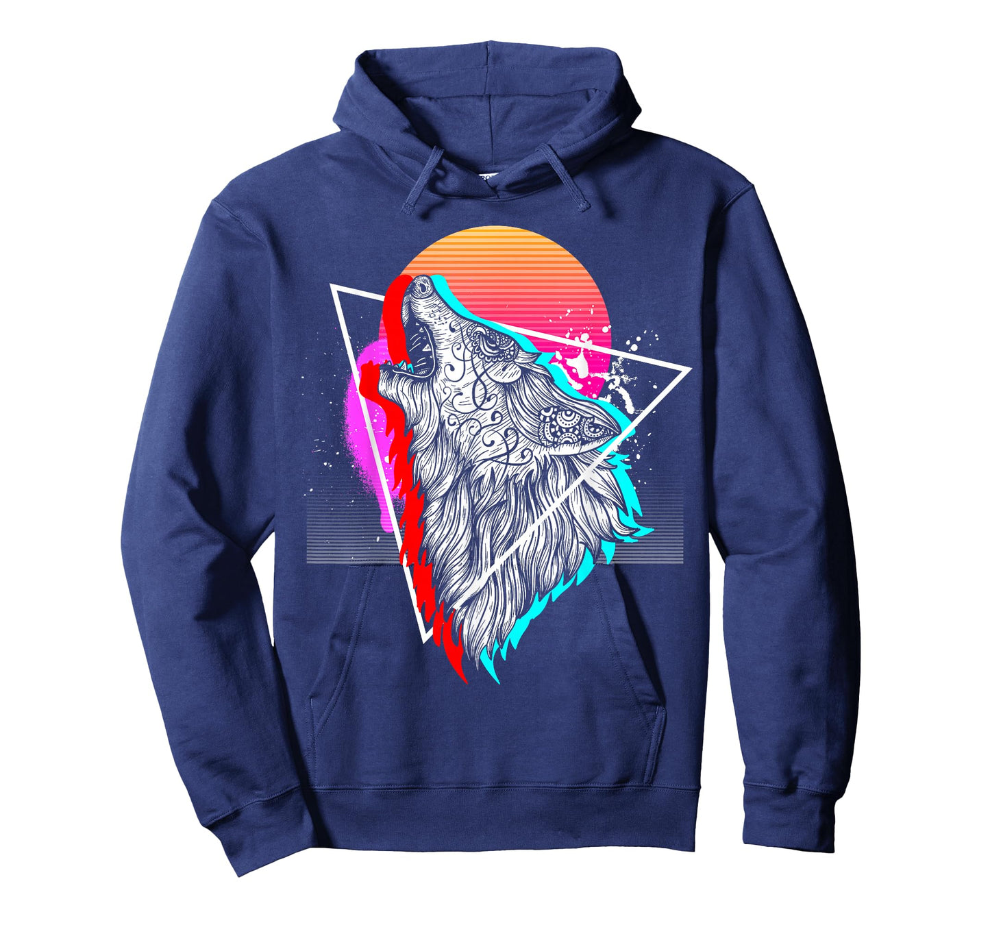 Synthwave Aesthetic Howling Wolf 1990s Retro Vaporwave T-Shirt