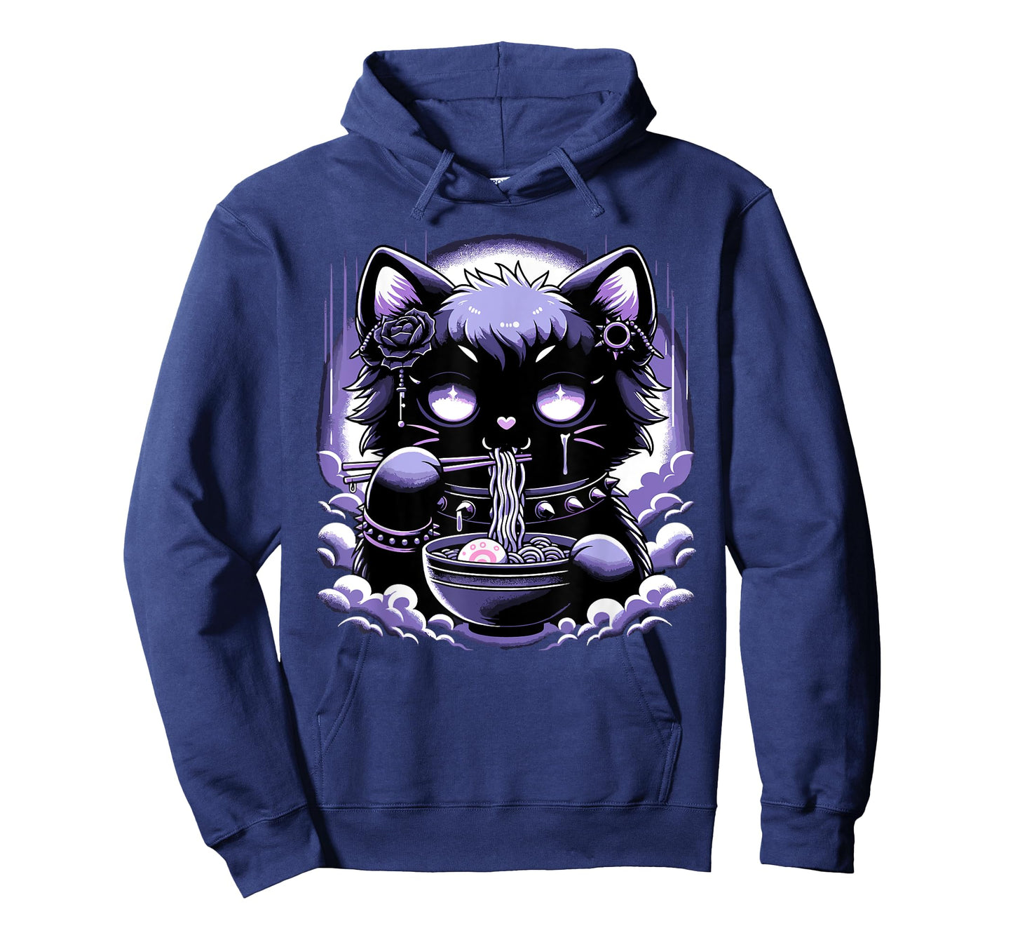 Pastel Goth Aesthetic Kawaii Creepy Cat Eating Ramen Noodles T-Shirt