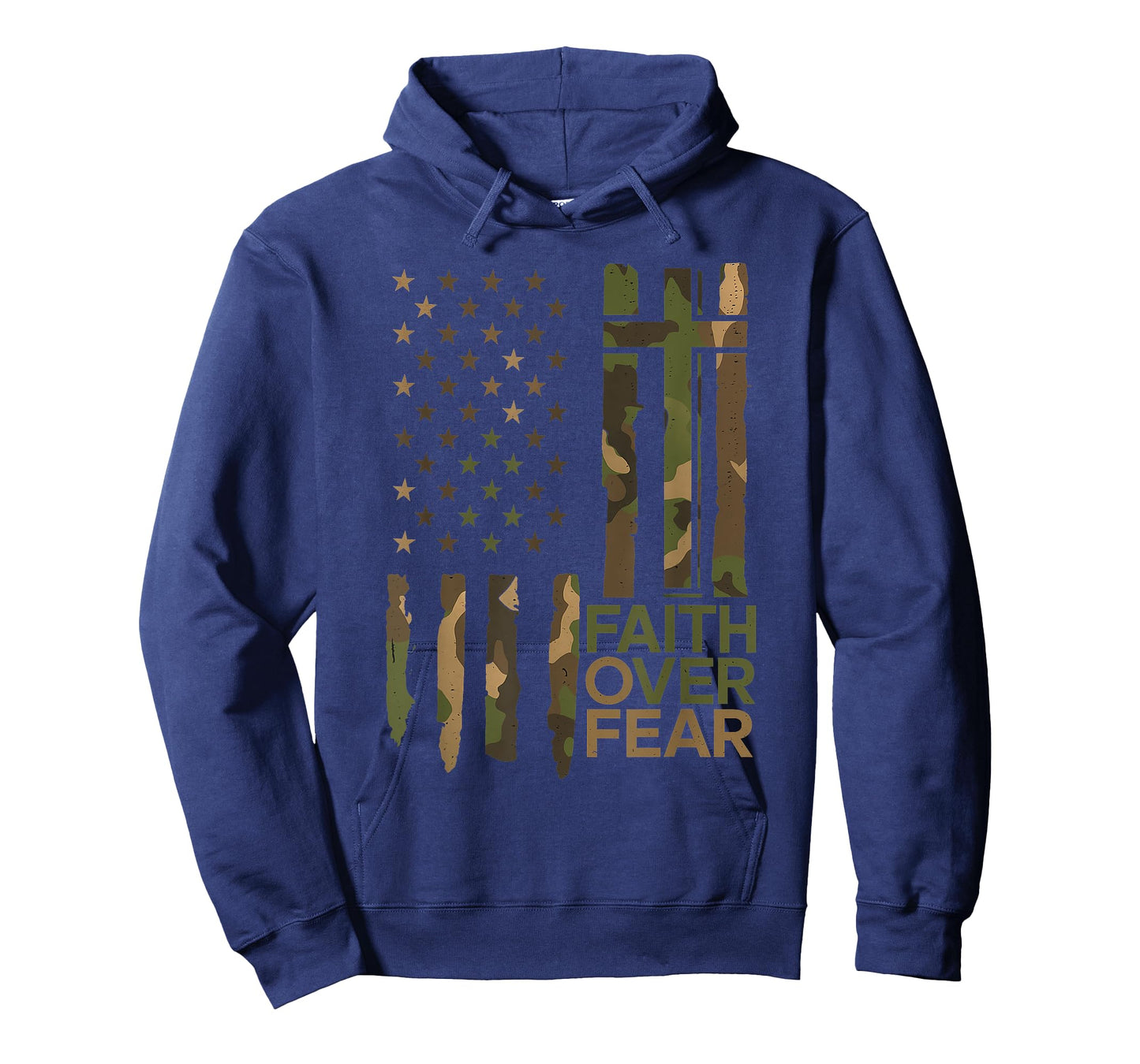 Vintage Design Christian Faith Over Fear Camo US Flag T-Shirt