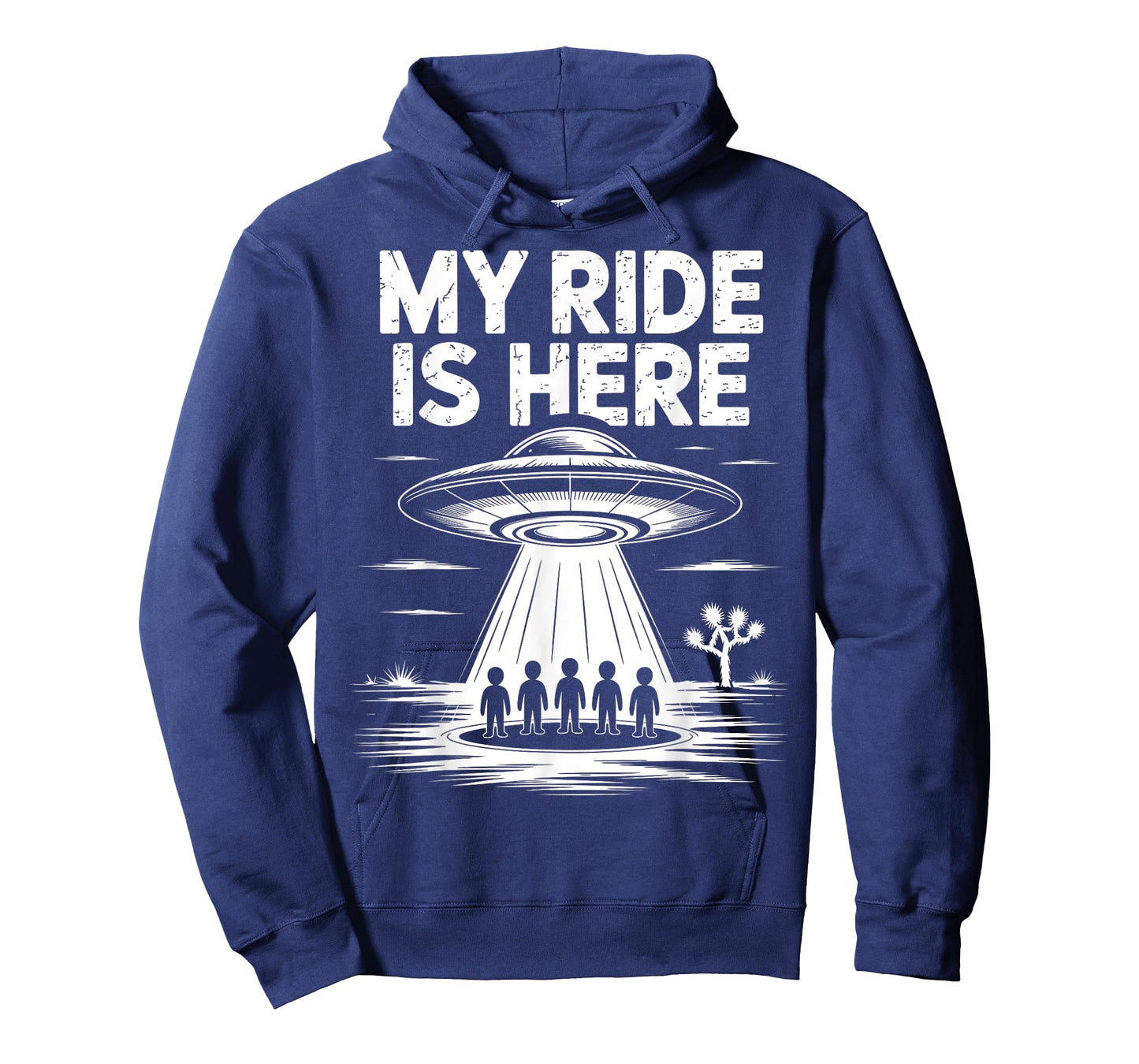 Alien UFO My Ride Is Here Funny Flying Saucer Kids Men Women T-Shirt