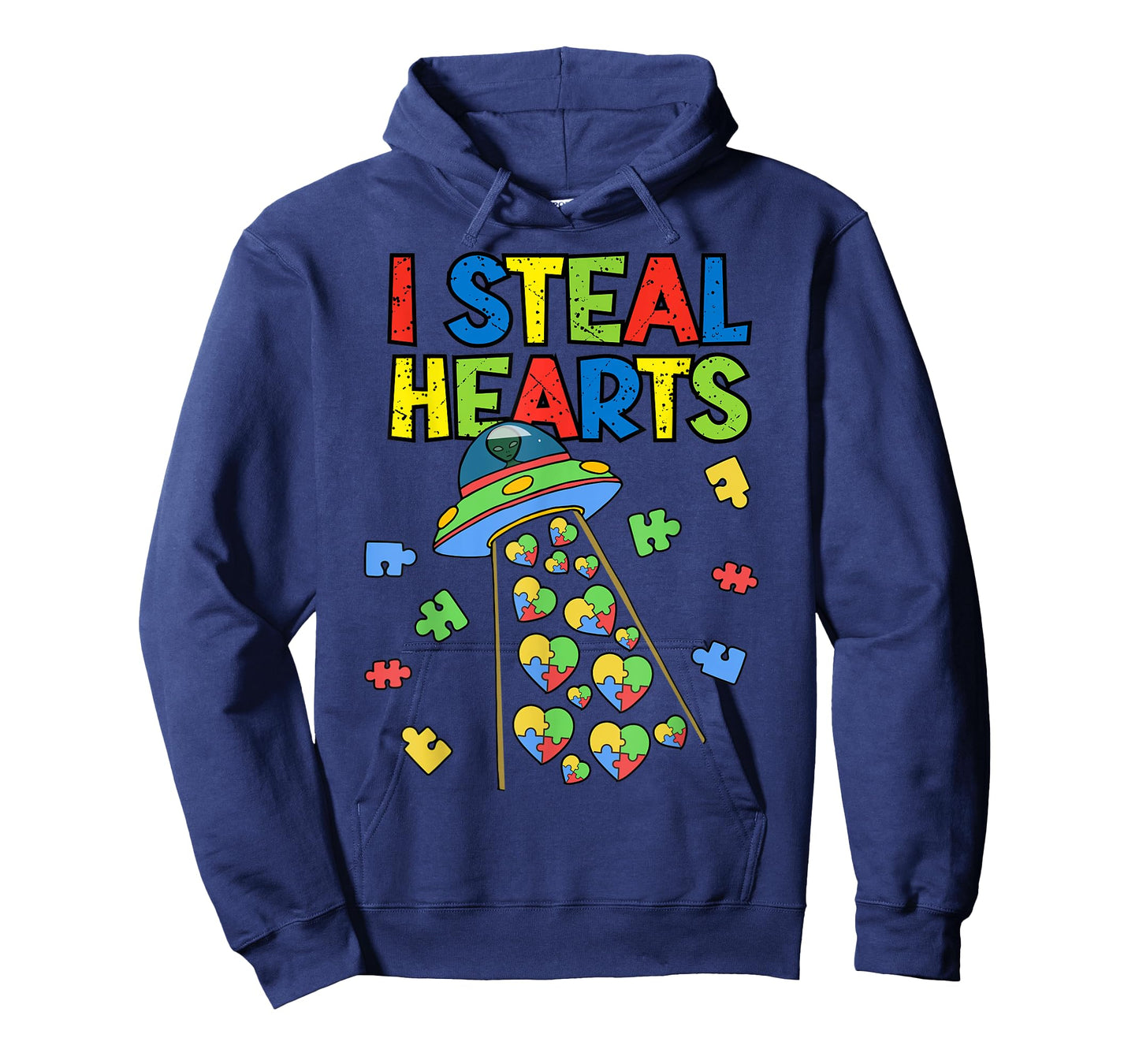 I Steal Hearts Puzzle Autism Awareness Cute Aliens Lover UFO T-Shirt