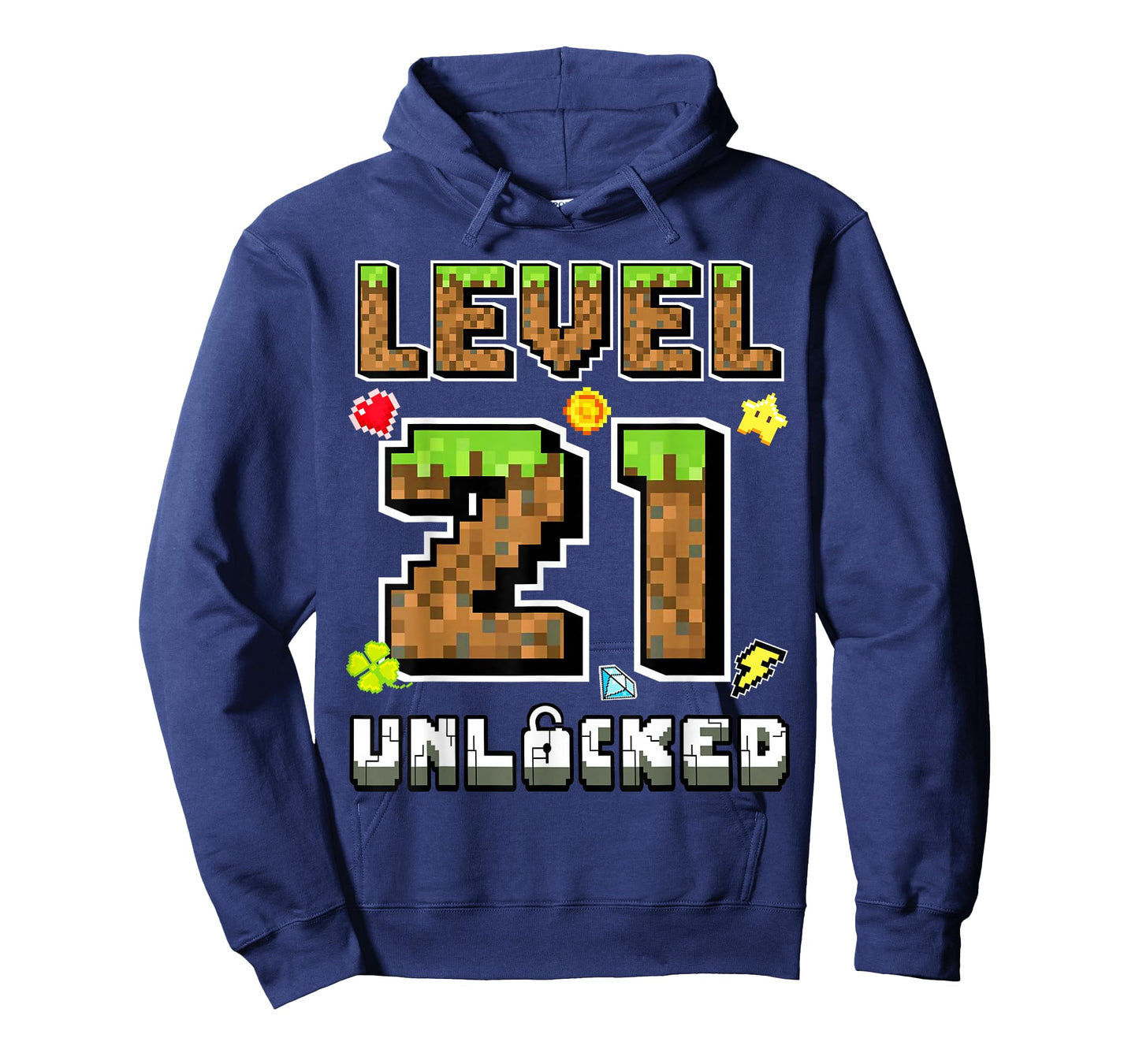 Level 21 Unlocked Birthday 21st Years Bday Gamer Pixel Men T-Shirt