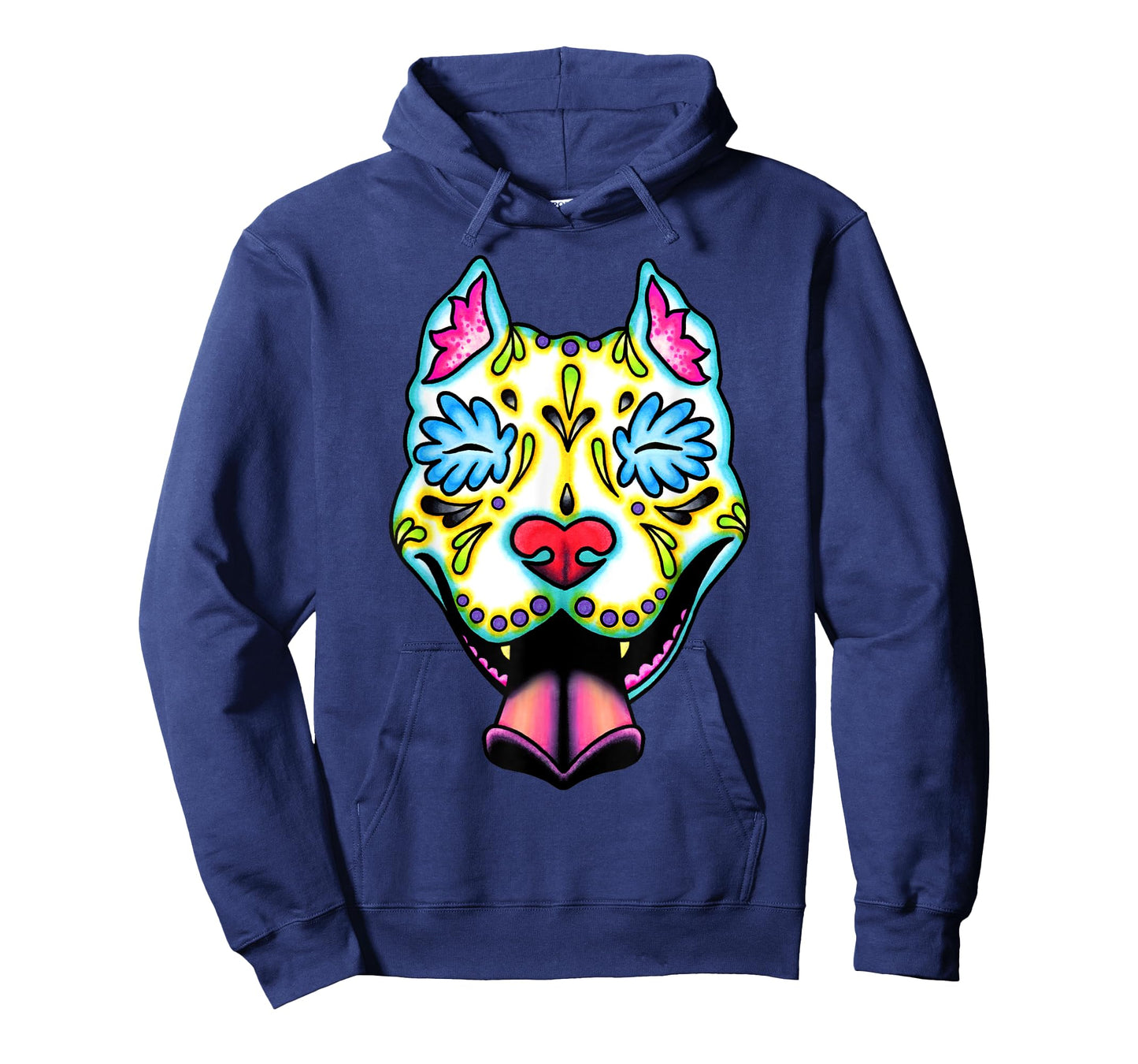 Slobbering Pit Bull - Day of the Dead Sugar Skull Pitbull T-Shirt
