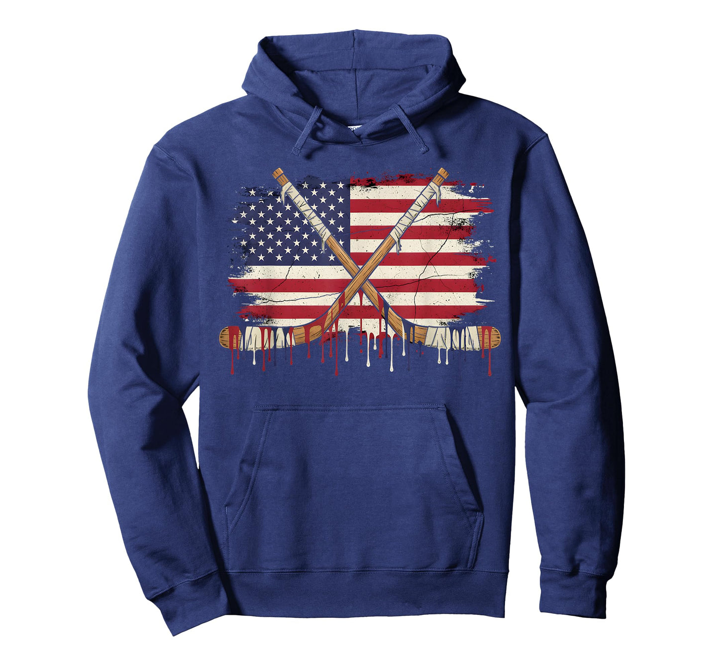 Ice Hockey Ice Cream Drip Boys American Flag Youth Players T-Shirt