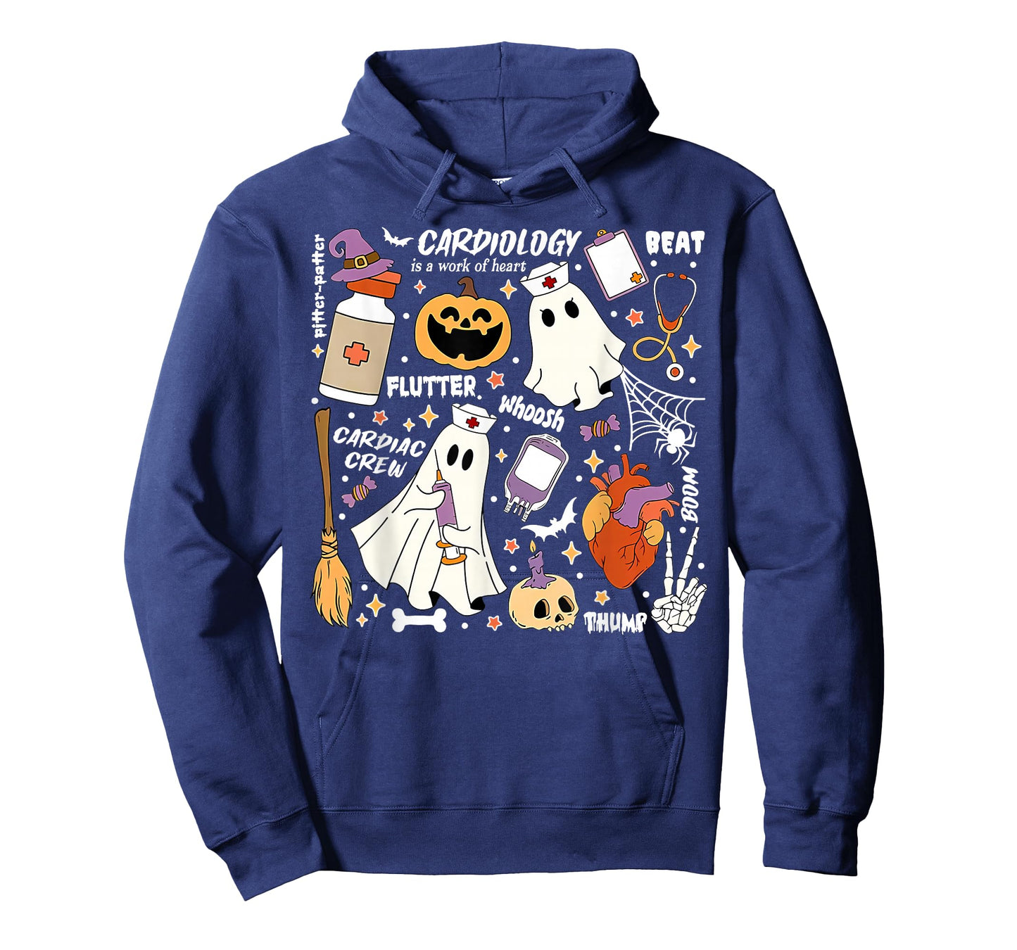 Cardiology Ghost Halloween Pumpkin CVICU Cardiac Nurse T-Shirt