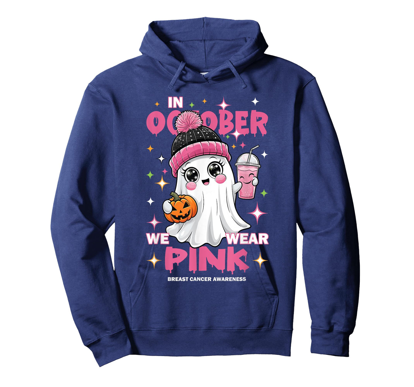 Pink October Halloween Ghost Breast Cancer Awareness T-Shirt