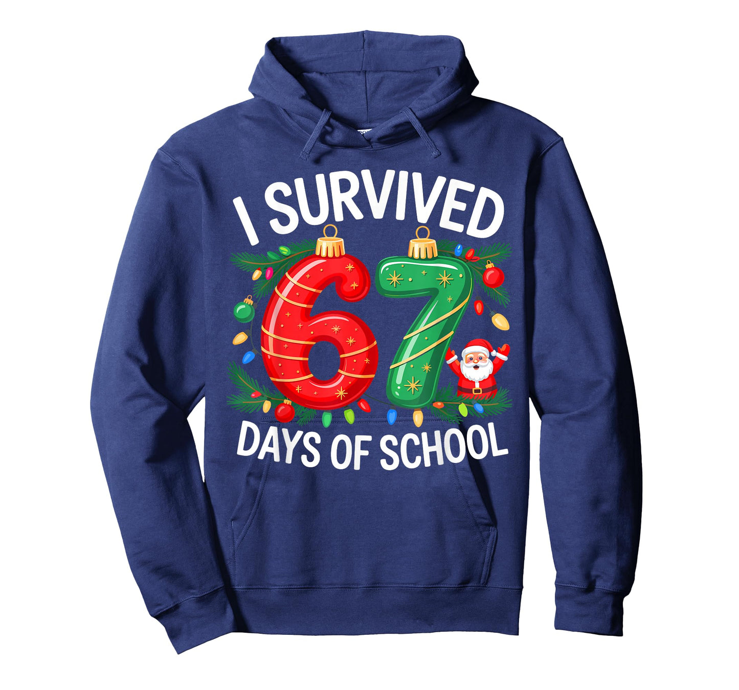I Survived 67 Days of School Christmas Candy Cane Six Seven T-Shirt