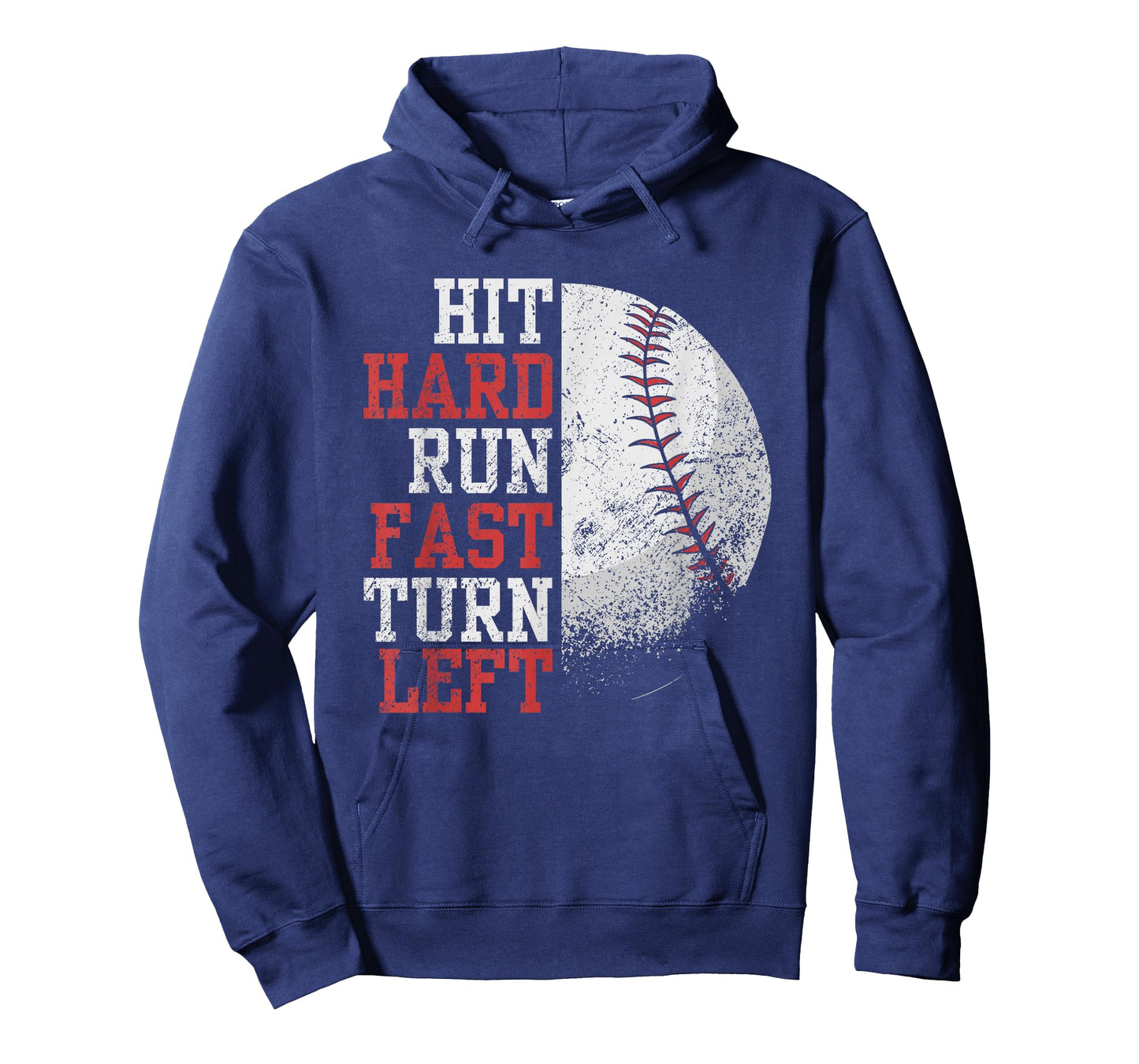 Hit Hard Run Fast Turn Left Funny Baseball Player Fan Funny T-Shirt