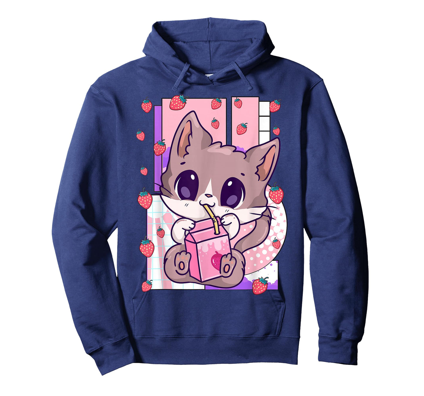 Cute Kawaii Cat Strawberry Milk Anime Neko Shake T-Shirt