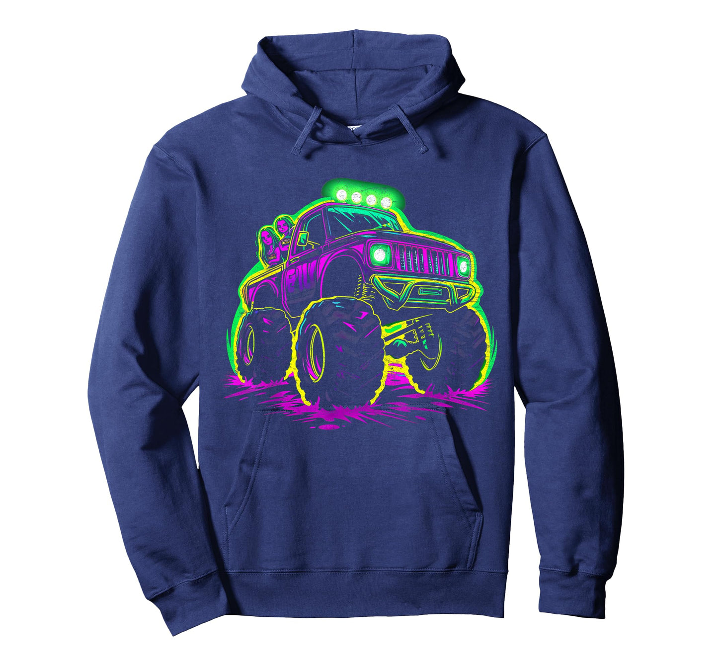 Cool Glowing Monster Truck Vintage Kids Fun Adventure T-Shirt