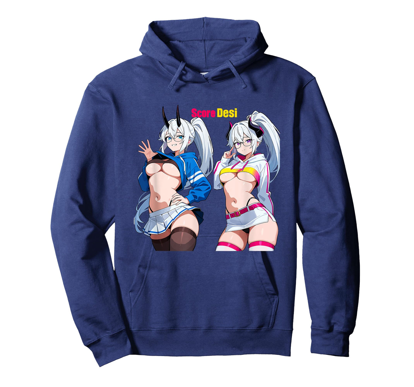 Waifu Sexy Anime Girl Horns Glasses Skirt Japanese Manga T-Shirt