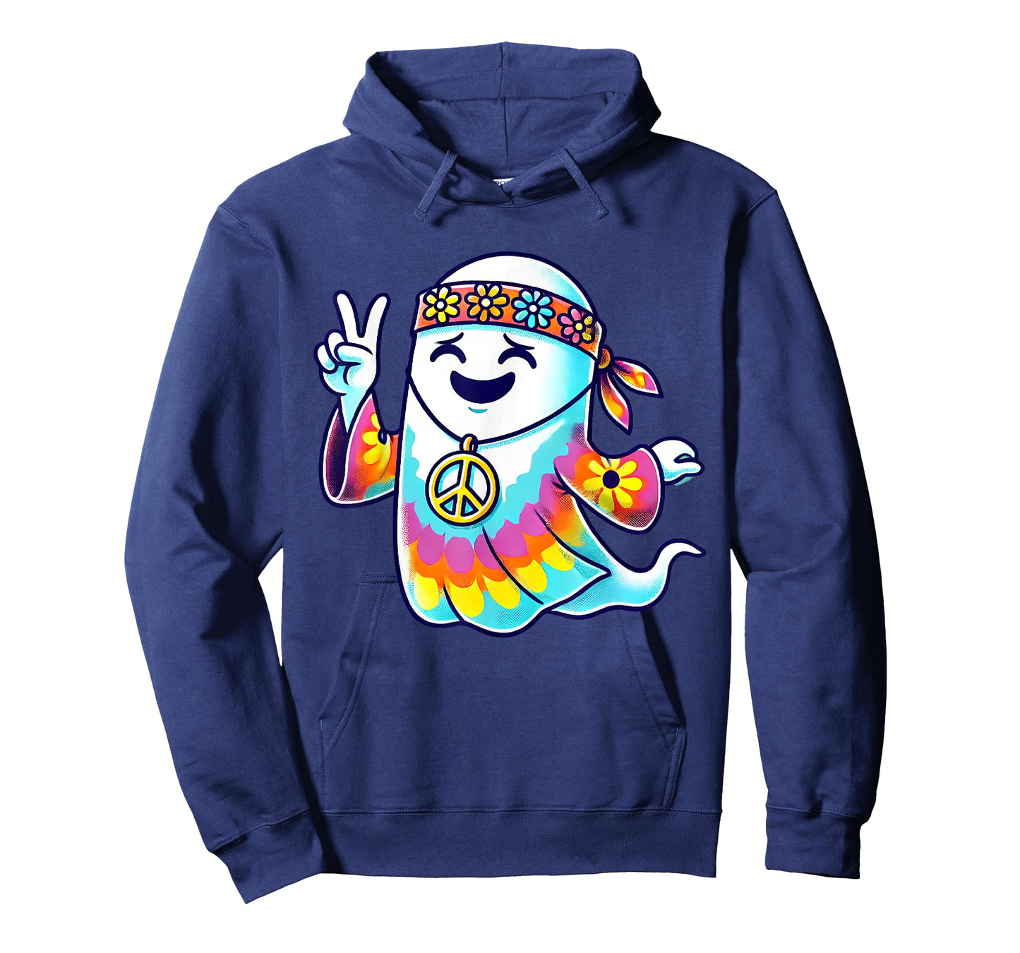 Hippie Ghost Tie Dye Flowers Halloween Men Women Kids T-Shirt