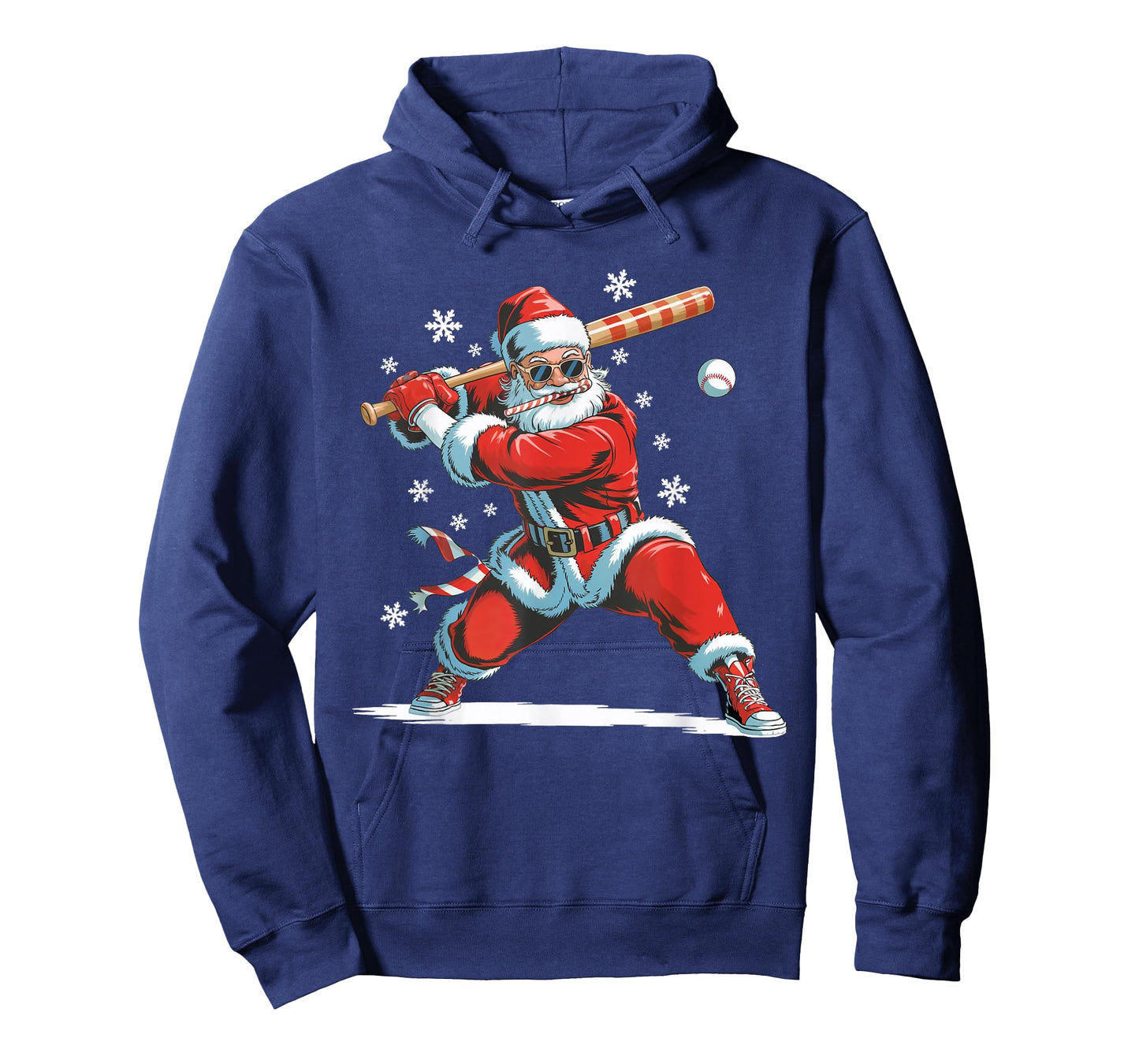 Santa Playing Baseball Christmas Candy Cane Fun Xmas Holiday T-Shirt