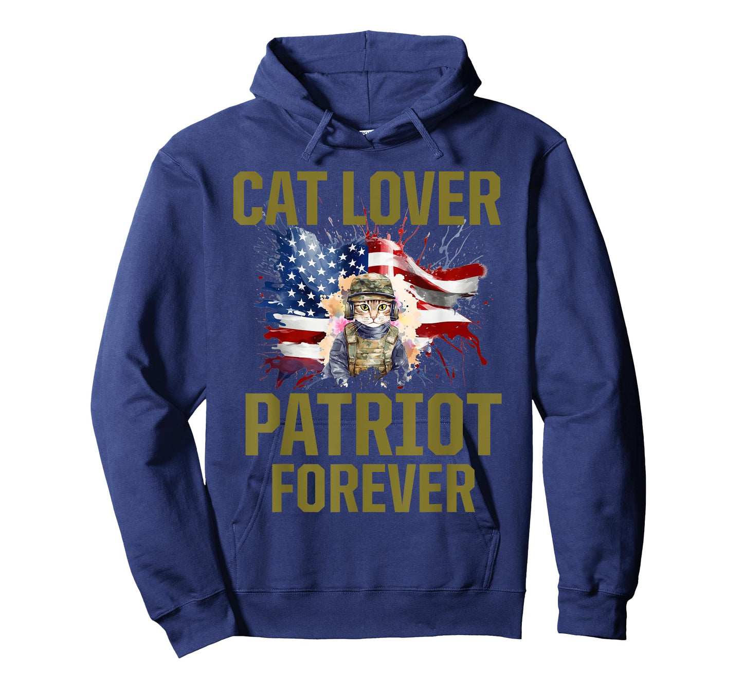 Cat Lady Veteran United States US Female Army Military Flag T-Shirt