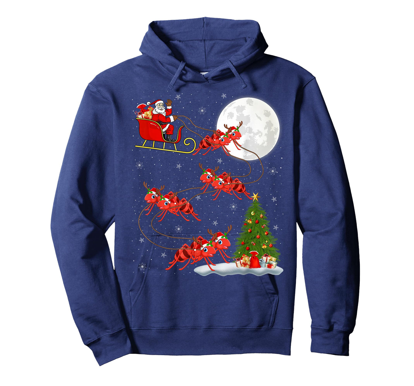 Ants Santa Sleigh Flying Funny Magical Christmas T-Shirt