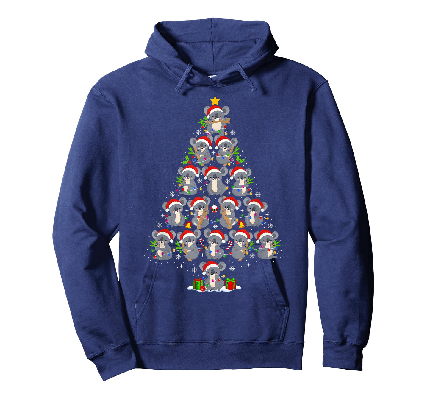 Koala Christmas Tree Lights Funny Xmas Santa Hat Koala Lover T-Shirt