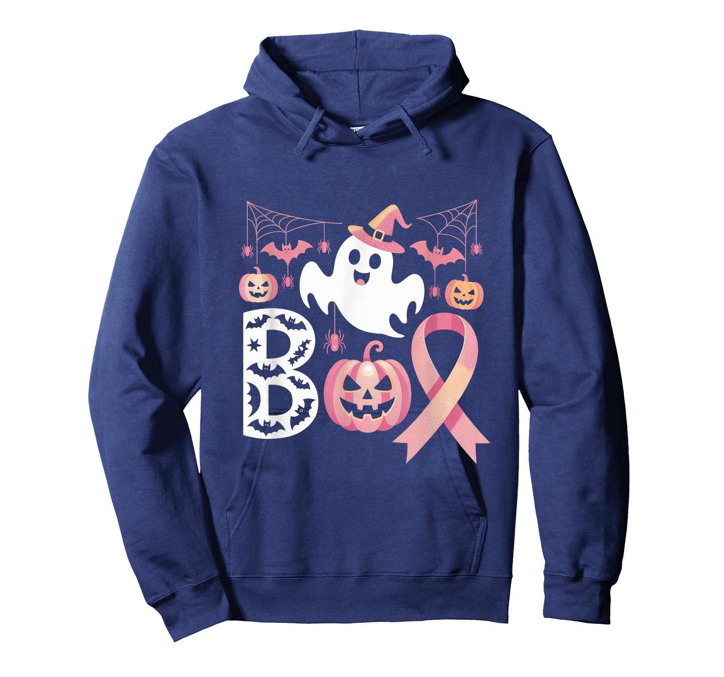 Boo Pink Ribbon Pumpkin Breast Cancer Halloween Ghost Design T-Shirt