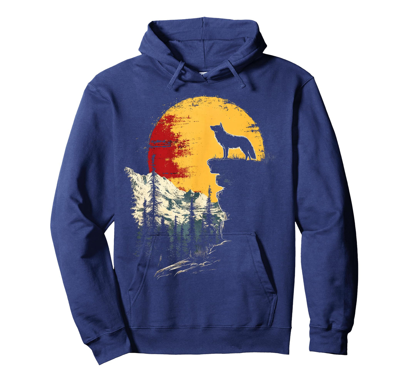 Wolf Graphic Tee Moon Nature Mountains Wildlife Vintage T-Shirt