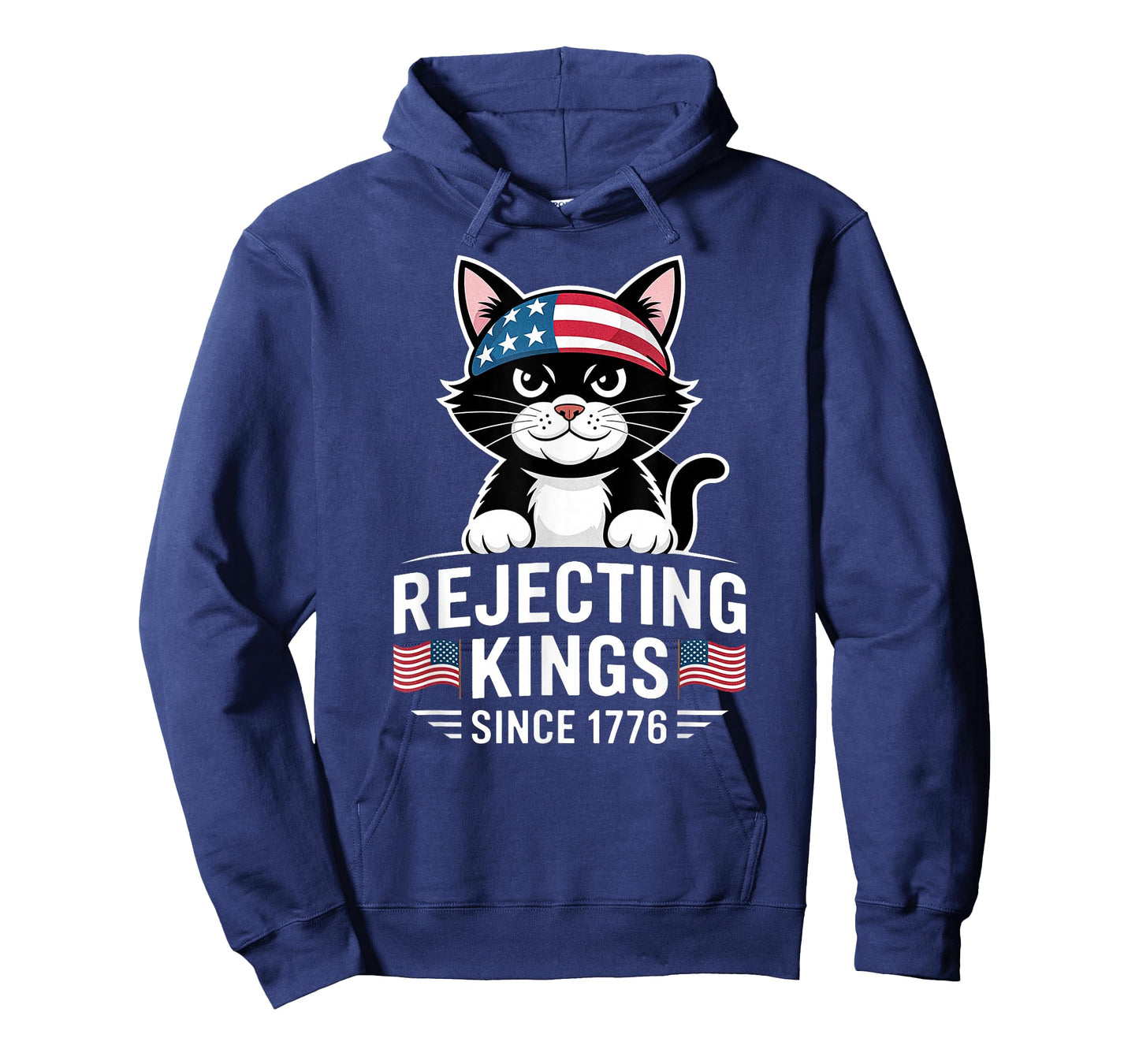 Rejecting Kings Since 1776 Patriotic USA Black Cat T-Shirt