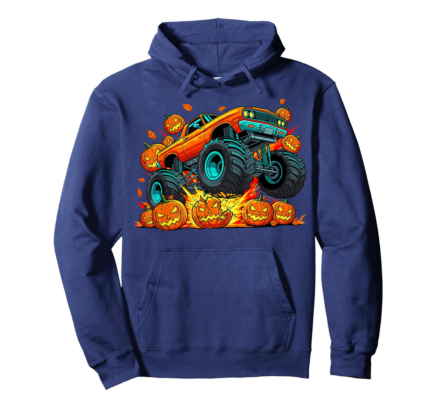 Monster Truck Halloween Jack O Lantern Pumpkin Boys Men T-Shirt