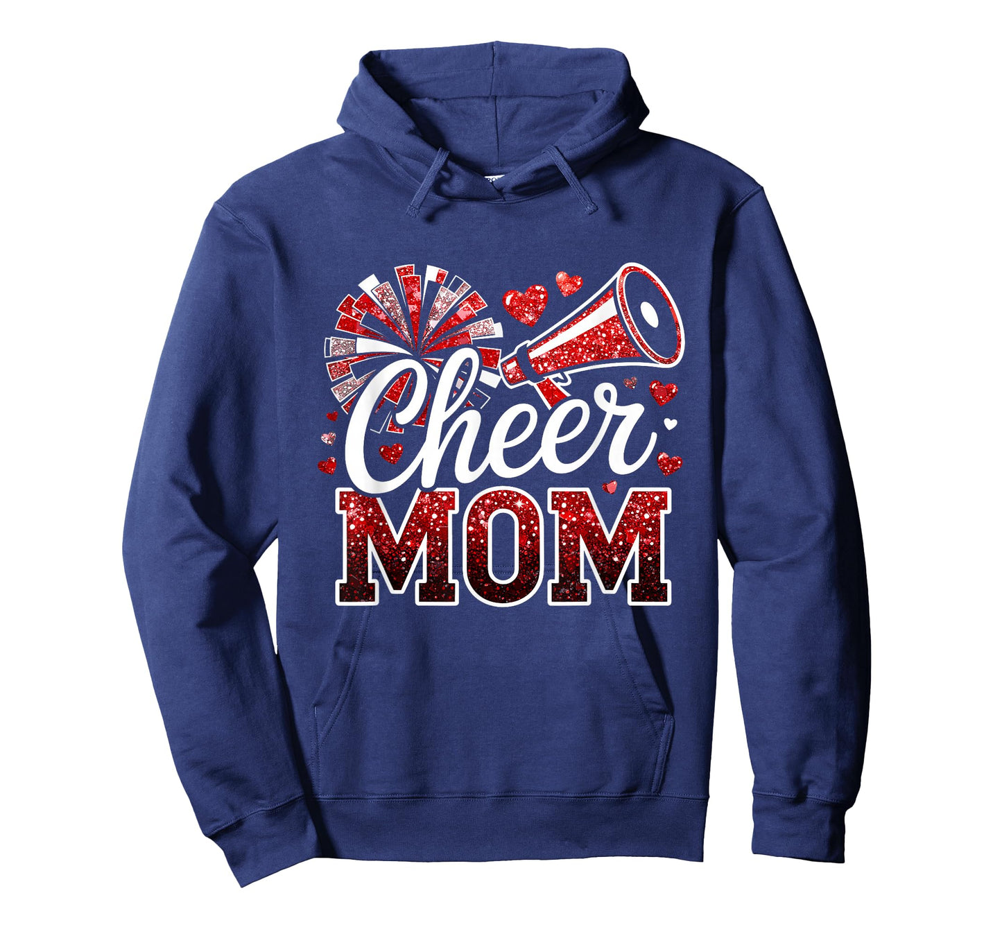Cheer Mom Red Megaphone Pom Pom Heart Cheerleader T-Shirt