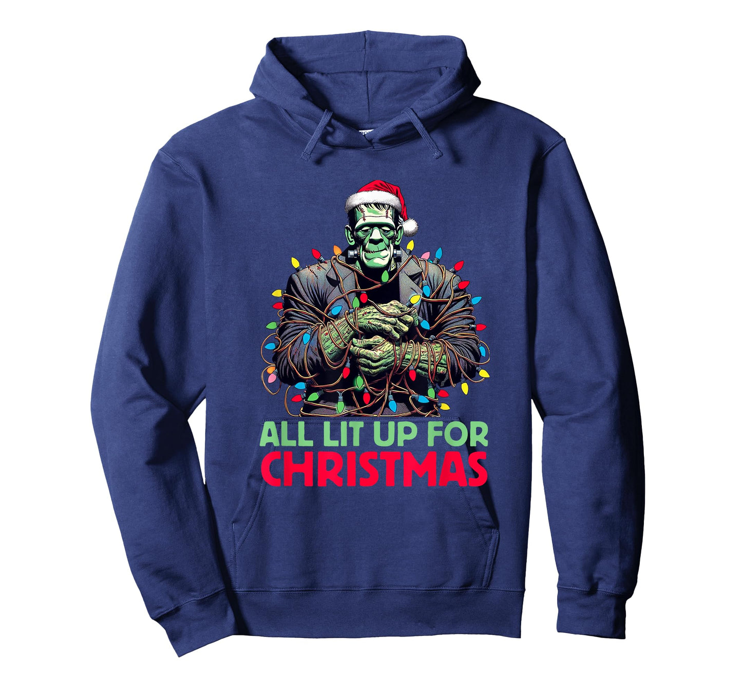 "All Lit Up for Christmas" - Frankenstein's Monster Holiday T-Shirt